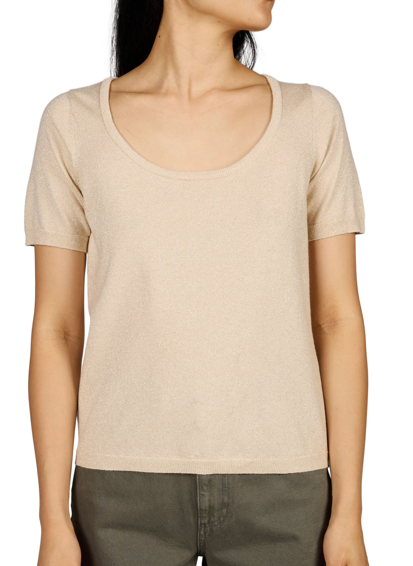 Kurzes Paillettentop VILA Beige