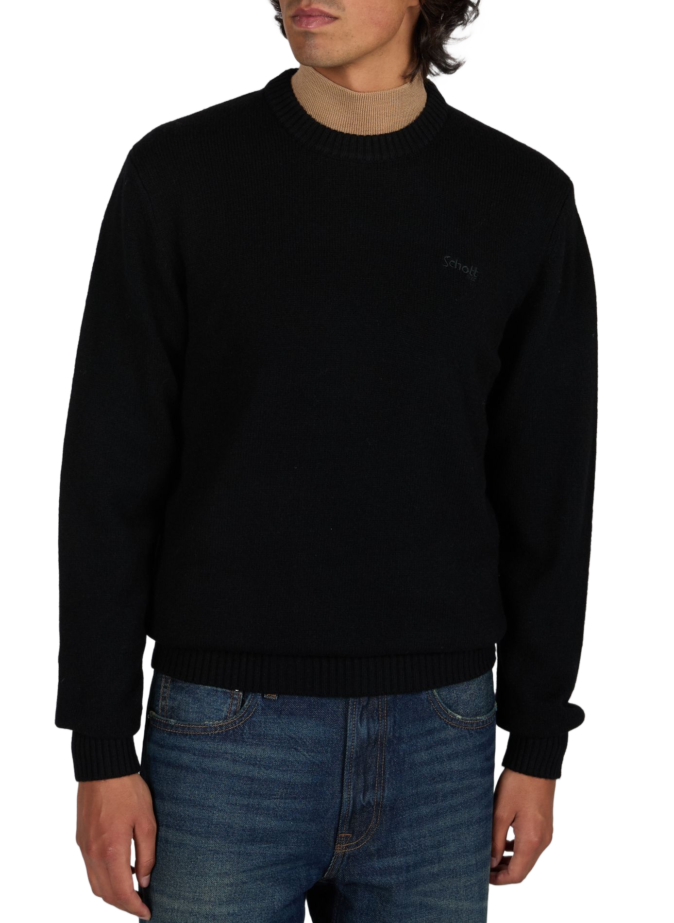 Wool-blend round-neck jumper SCHOTT Black