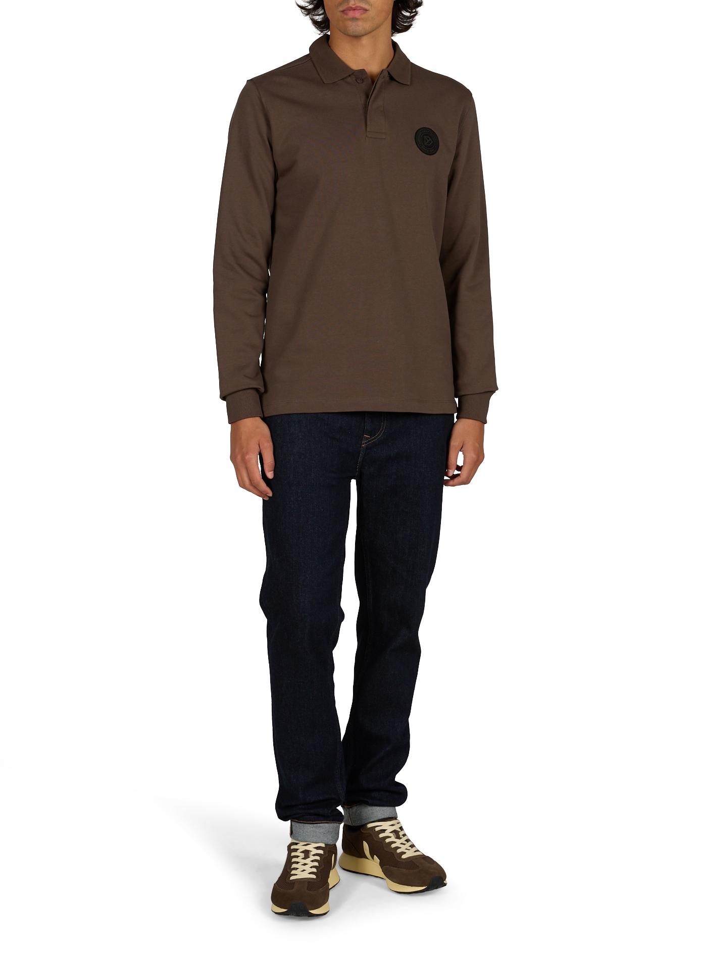 Straight cotton-blend polo shirt DIDRIKSONS Brown