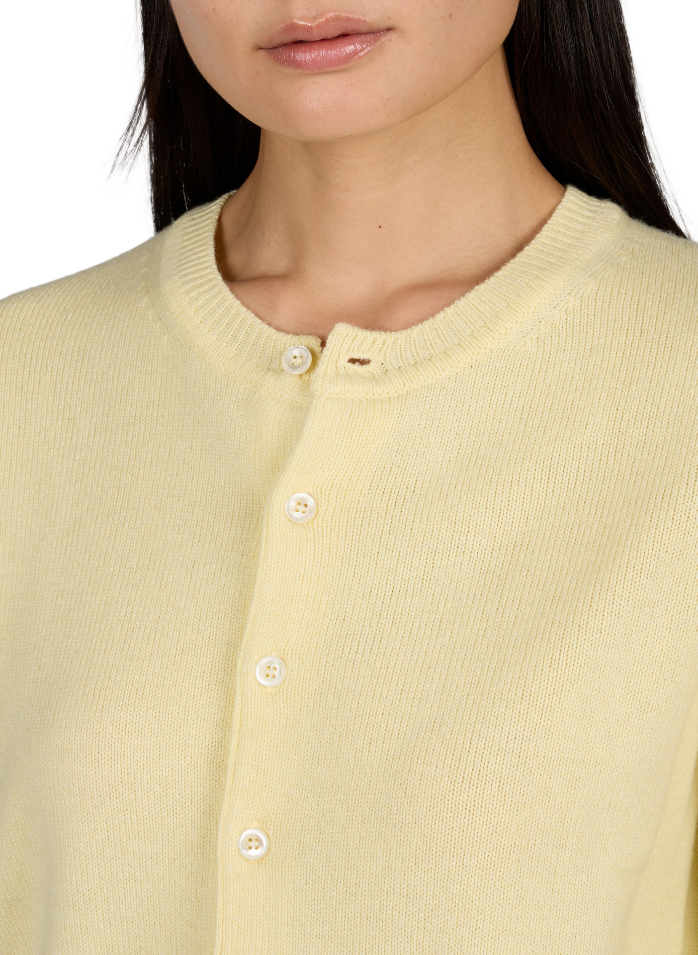 Straight round neck buttoned cardigan DUNST Yellow