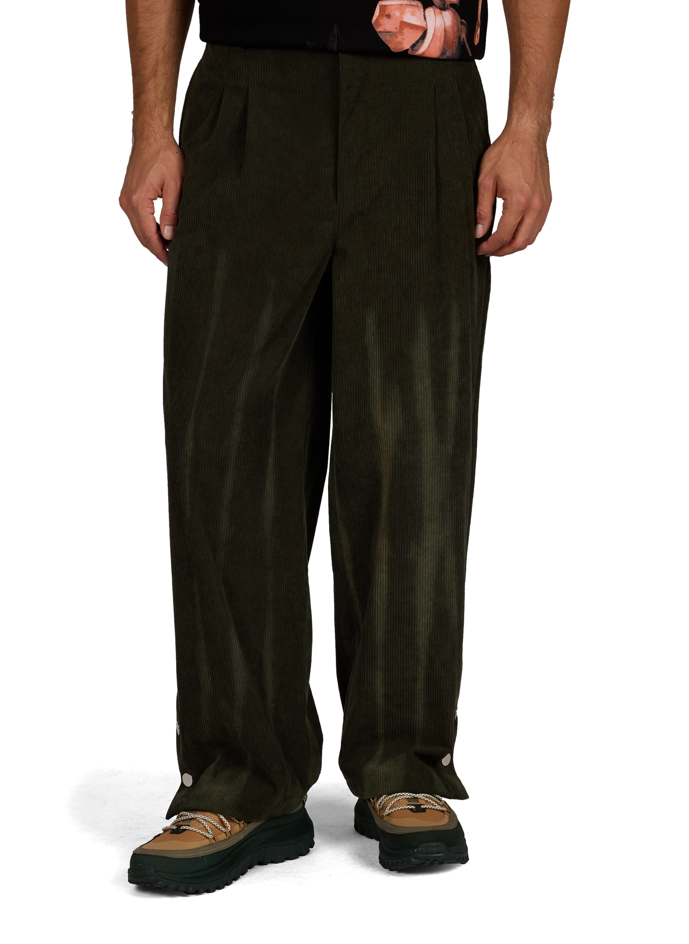 Wide-leg velour trousers PAS UNE MARQUE Green