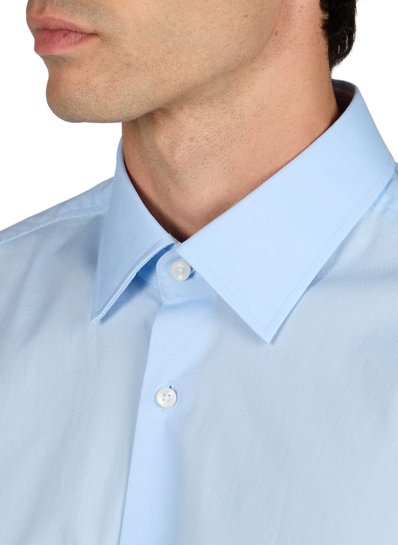 Camisa entallada de algodón mezclado BOSS Azul