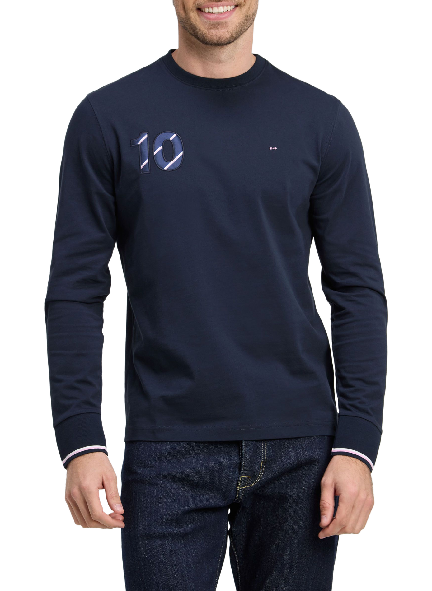 Gerader Rundhals-T-Shirt aus Baumwolle EDEN PARK Blau