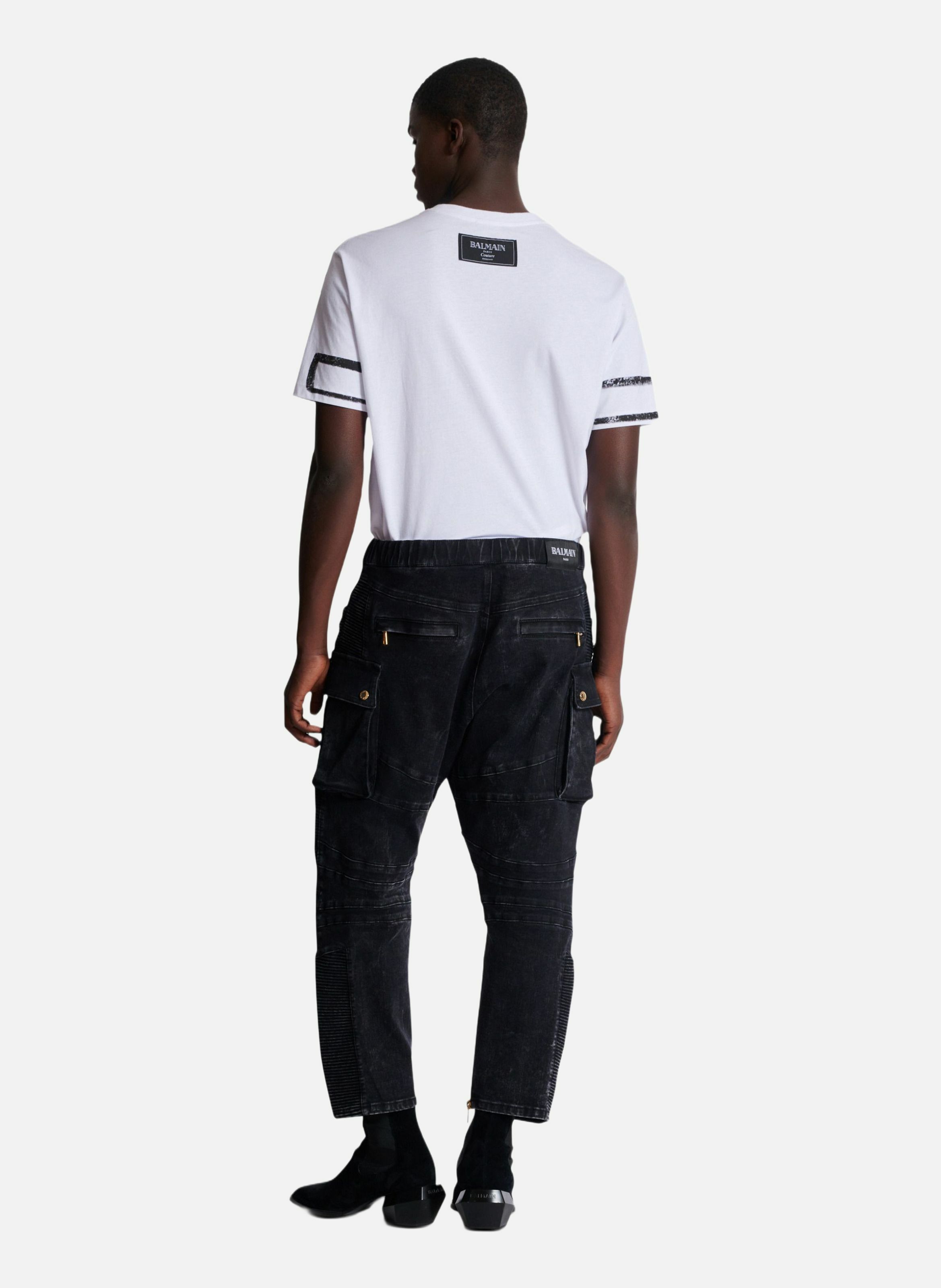 Jean cargo en denim BALMAIN Noir