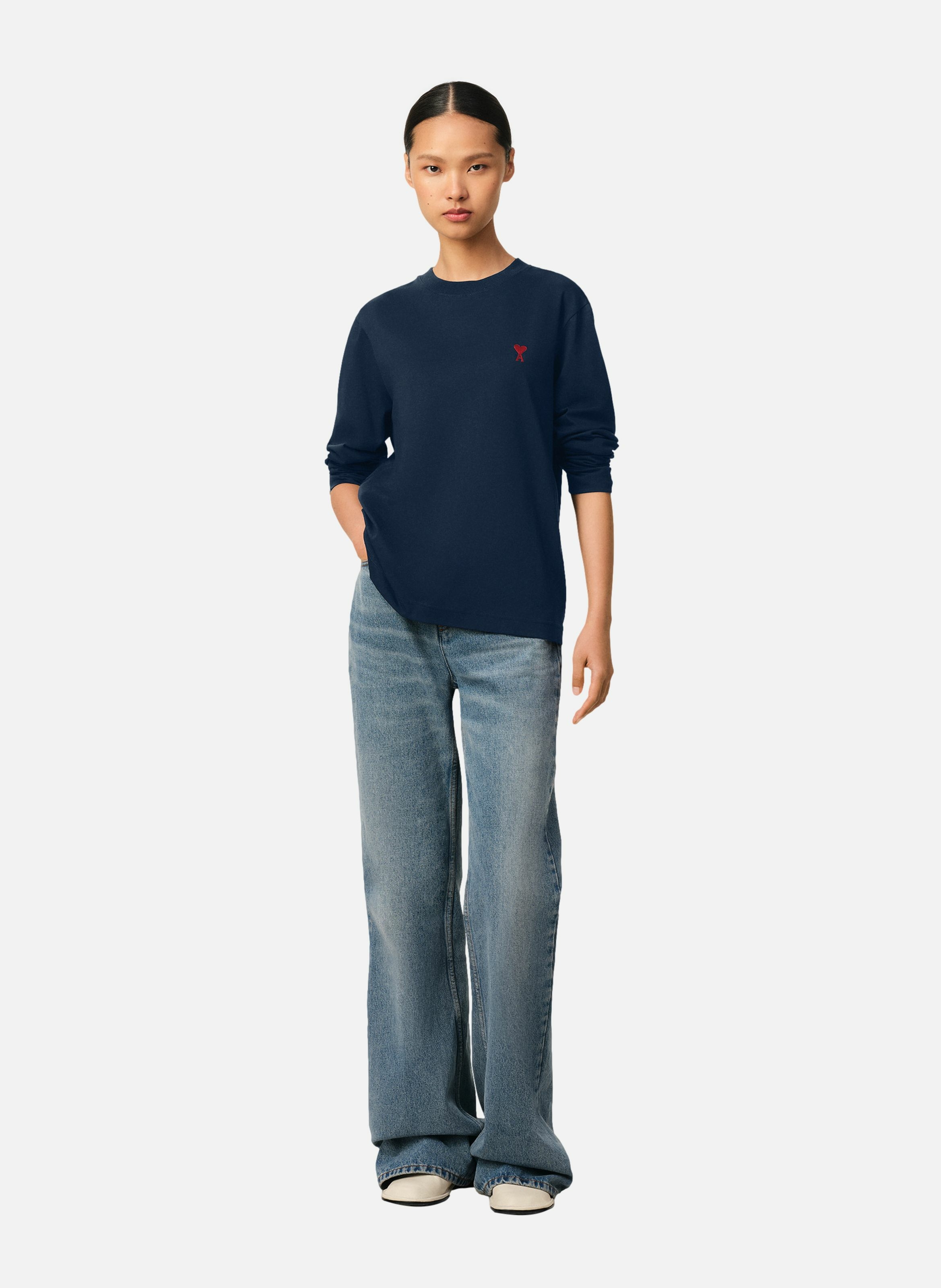 T-shirt manches longues ami de coeur rouge unisexe AMI PARIS Bleu