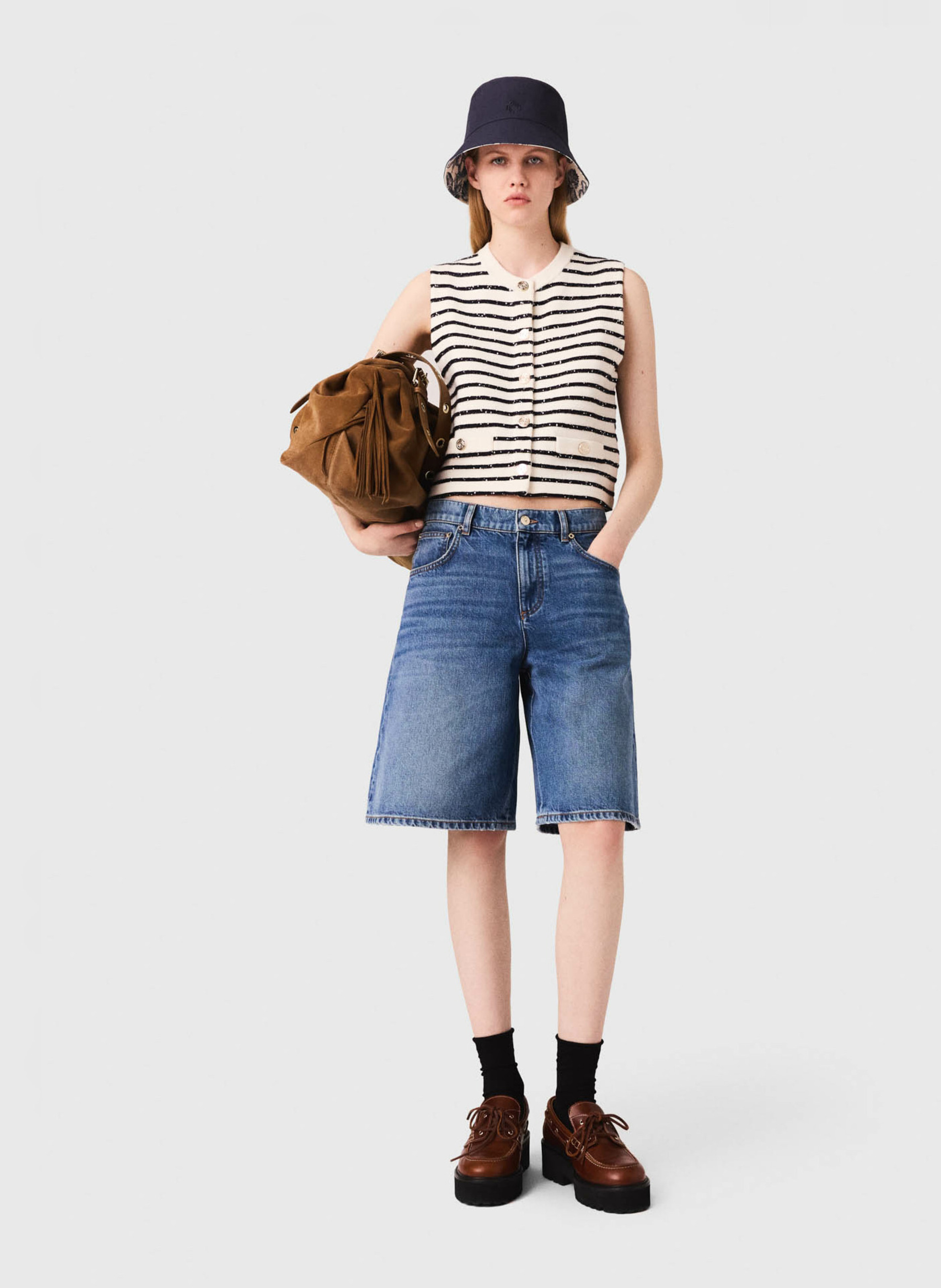 Gilet col rond MAJE Blanc