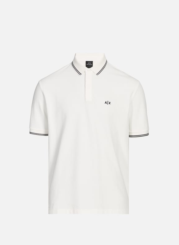 Short-sleeved polo in blended cotton White by ARMANI EXCHANGE ARMANI EXCHANGE Short-sleeved polo in blended cotton White