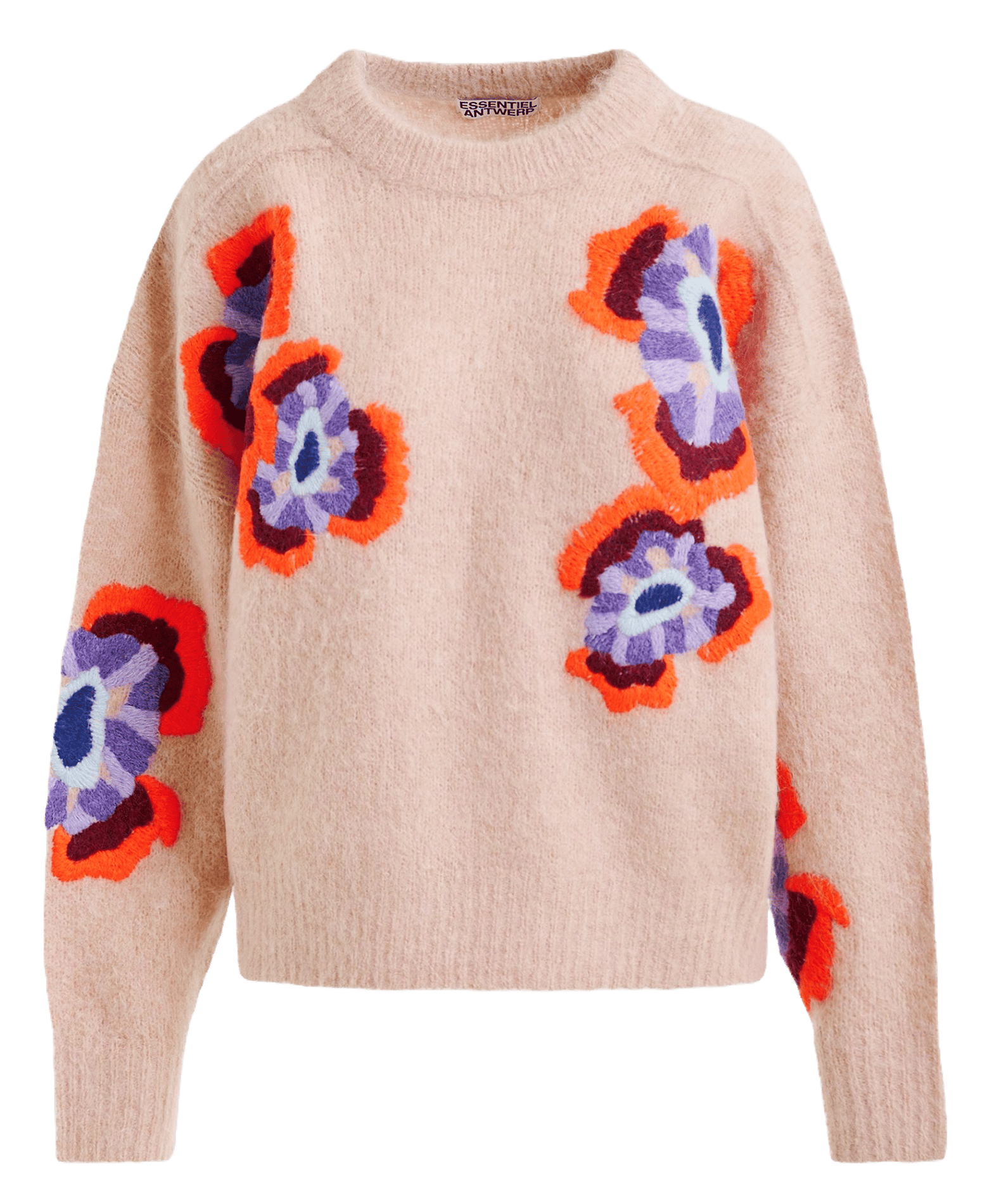 Pull ample jacquard fleuri Impossible1 ESSENTIEL ANTWERP Marron