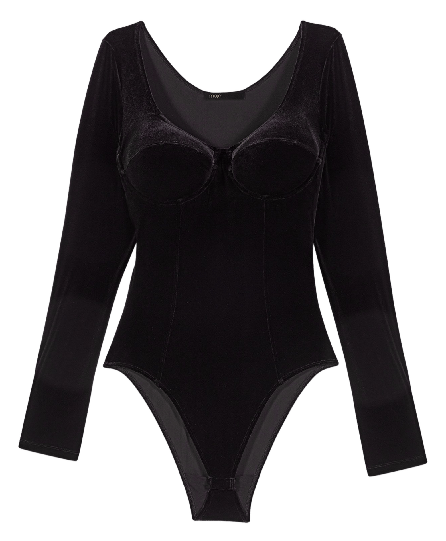 Body en velours col rond Noir