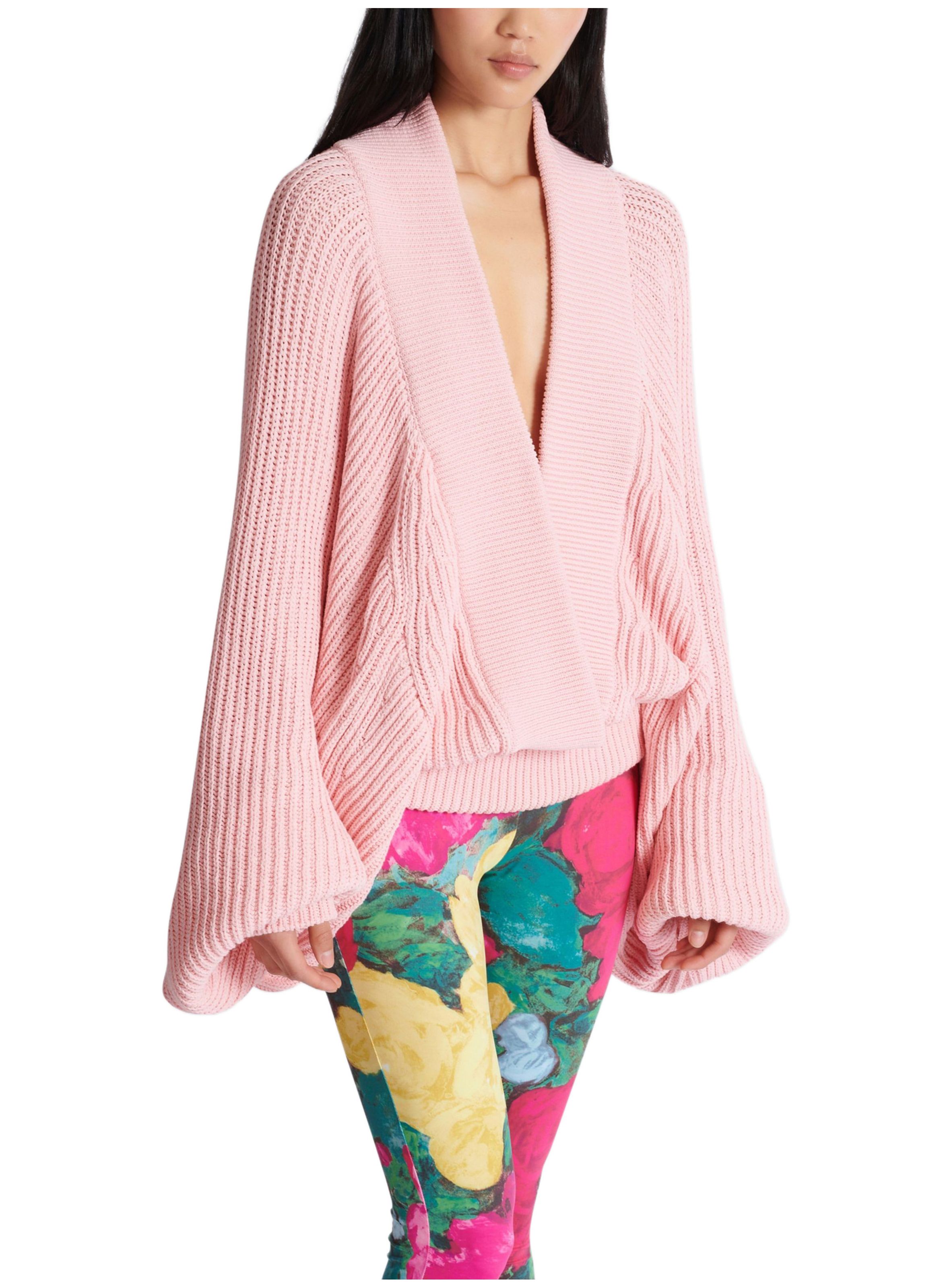 Pull oversize en maille BALMAIN Rose