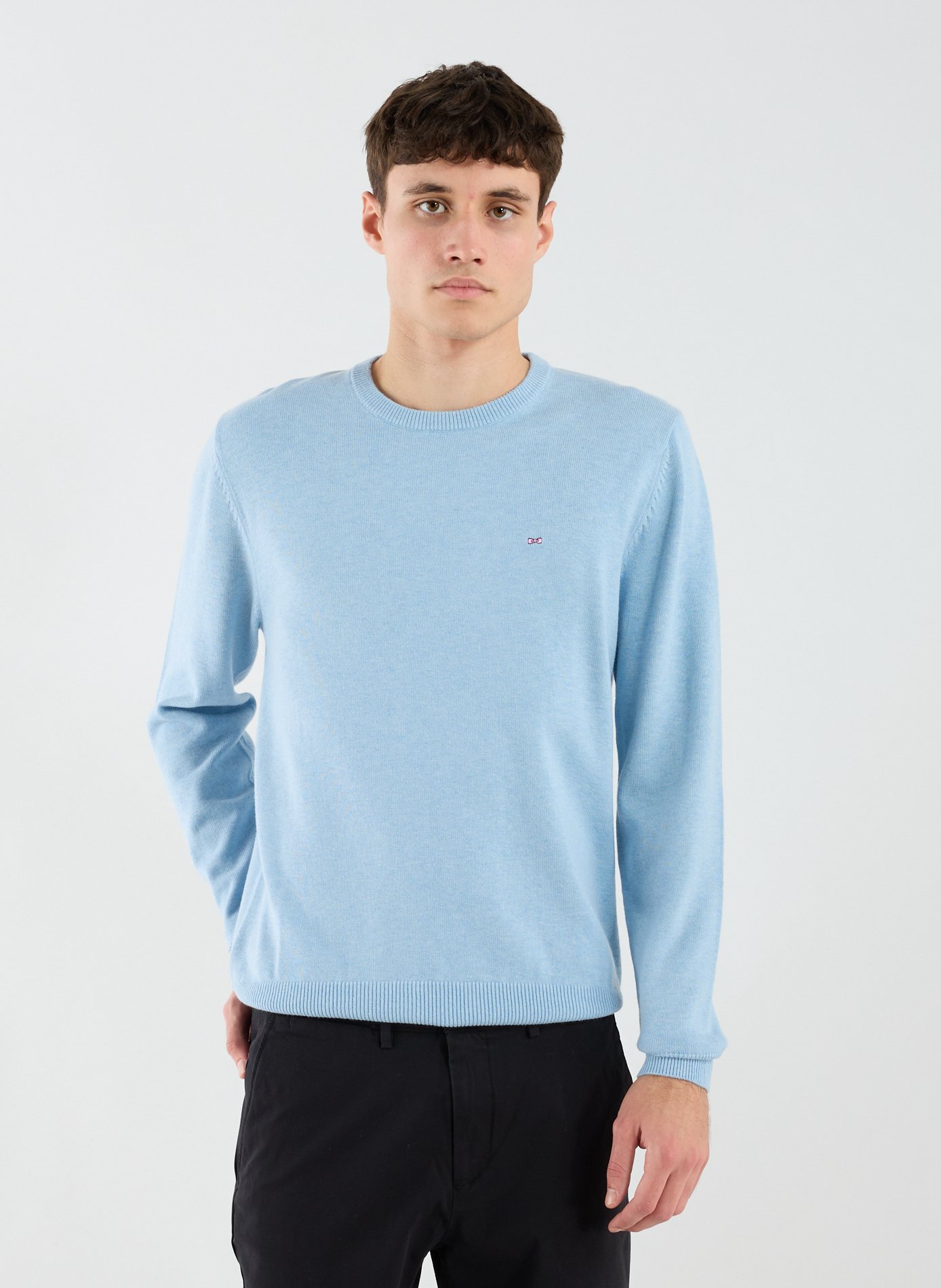 Round neck wool and cotton sweater EDEN PARK Blue