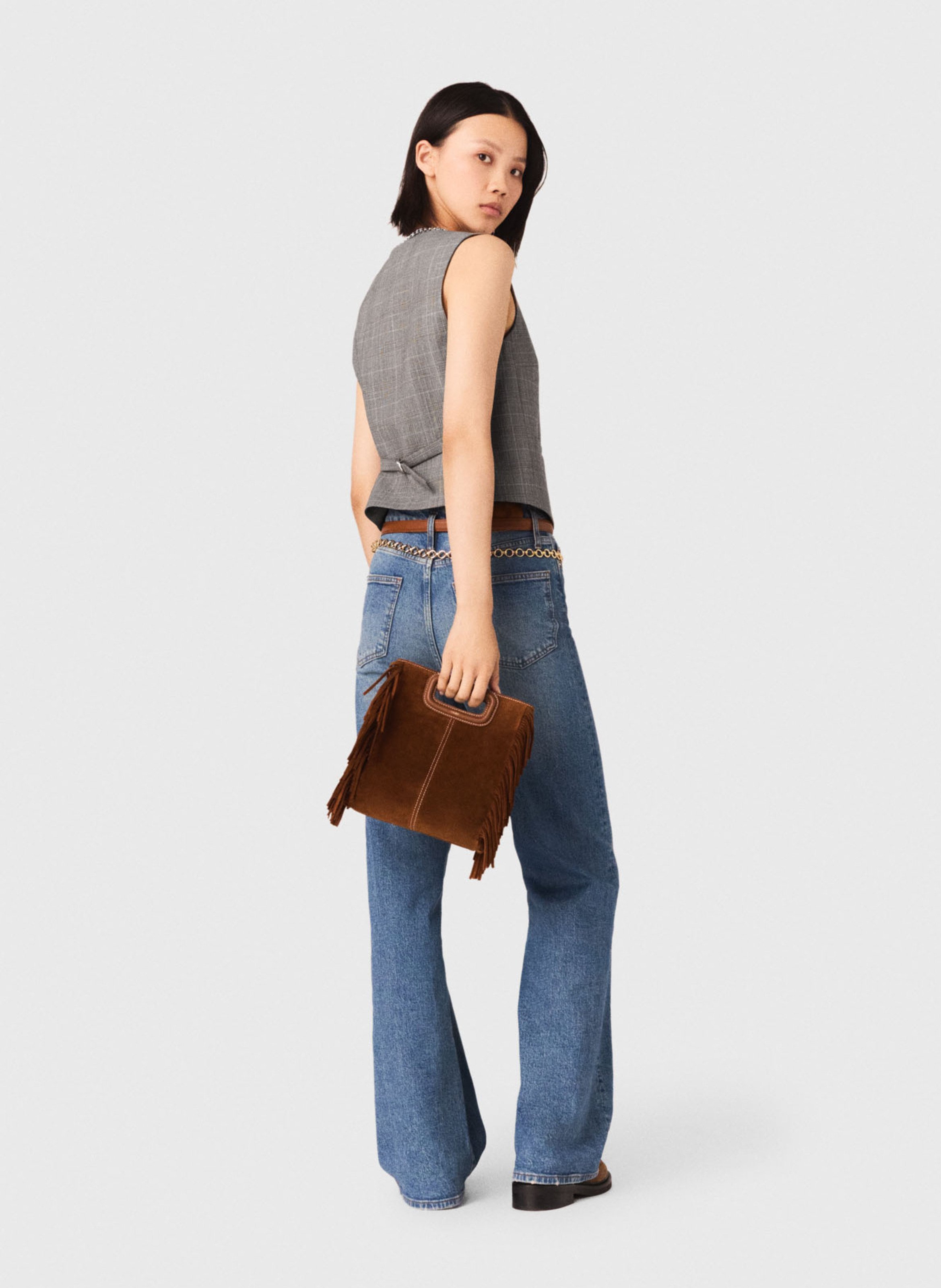 Gilet col v en laine mélangée MAJE Gris