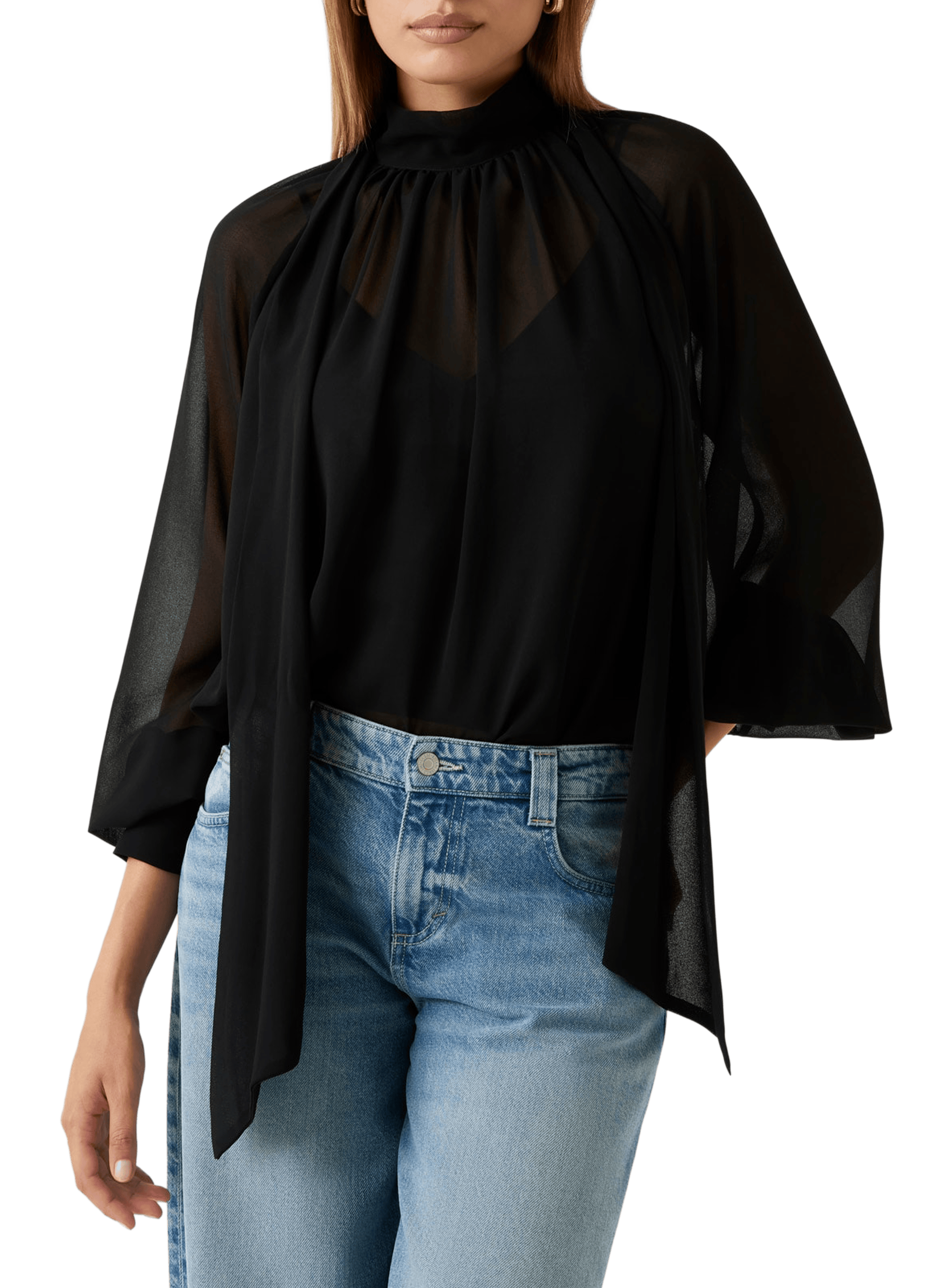 Fluid blouse with tie neck GUESS Black