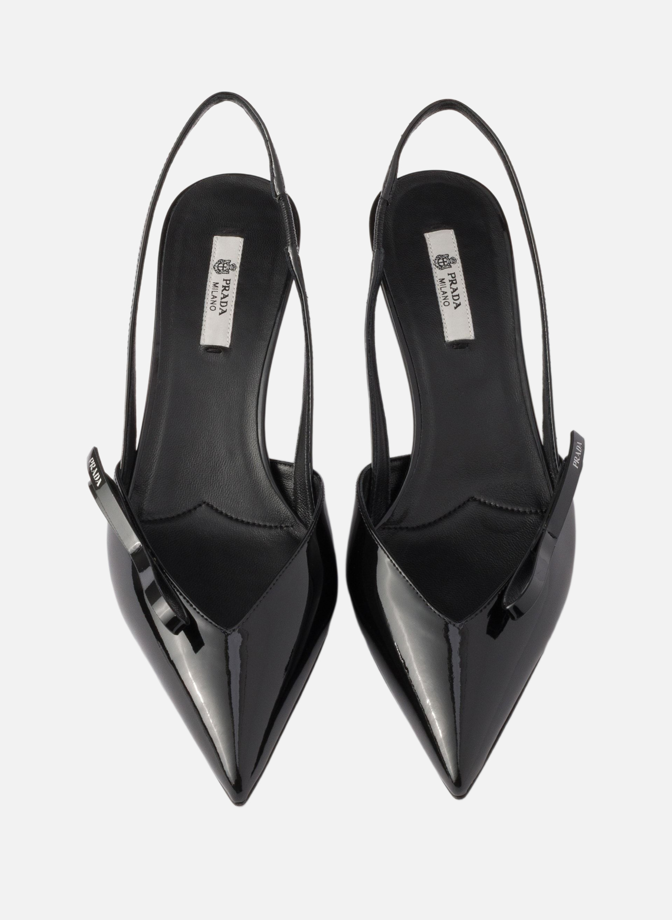 Escarpins à bride arrière en cuir verni PRADA Noir