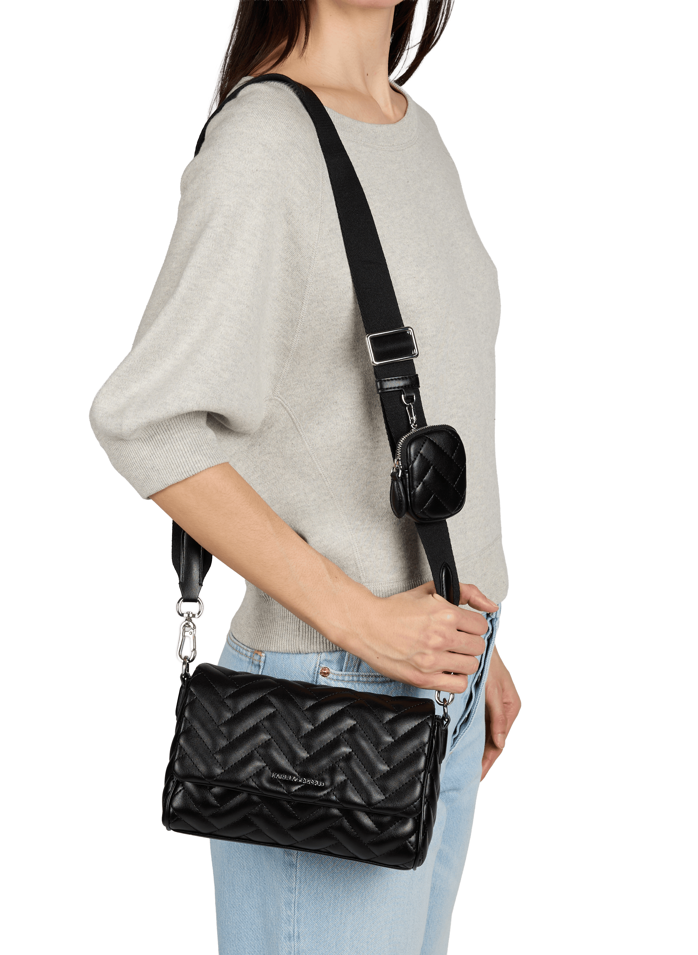 Quilted shoulder bag KARL LAGERFELD Black