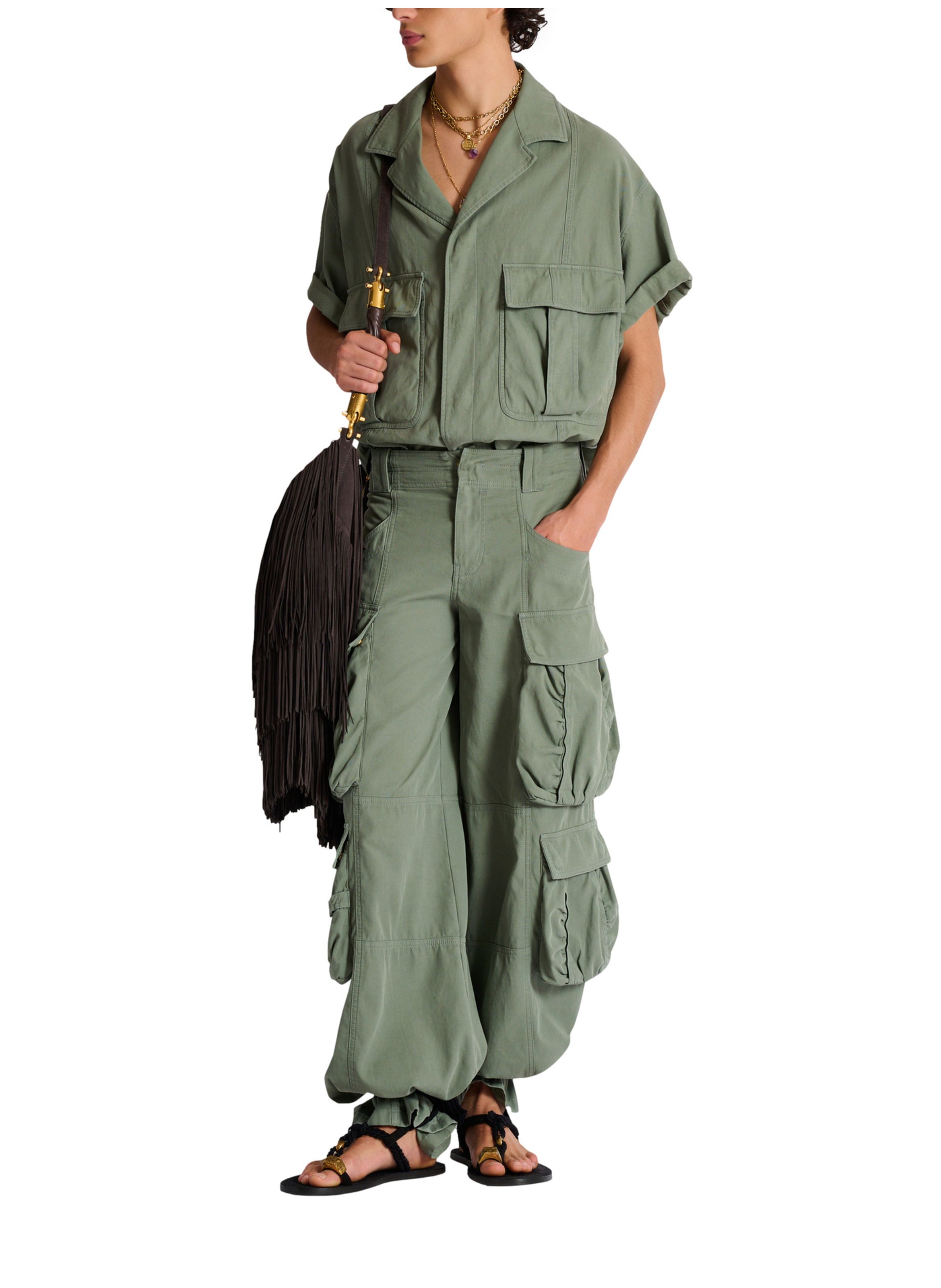 Chemise utility en coton BALMAIN Vert