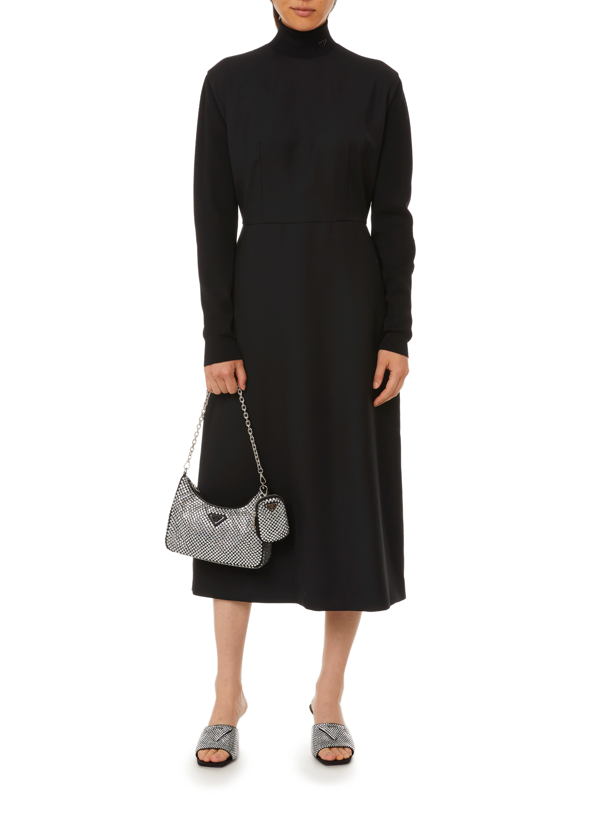 Robe maxi en laine vierge PRADA Noir