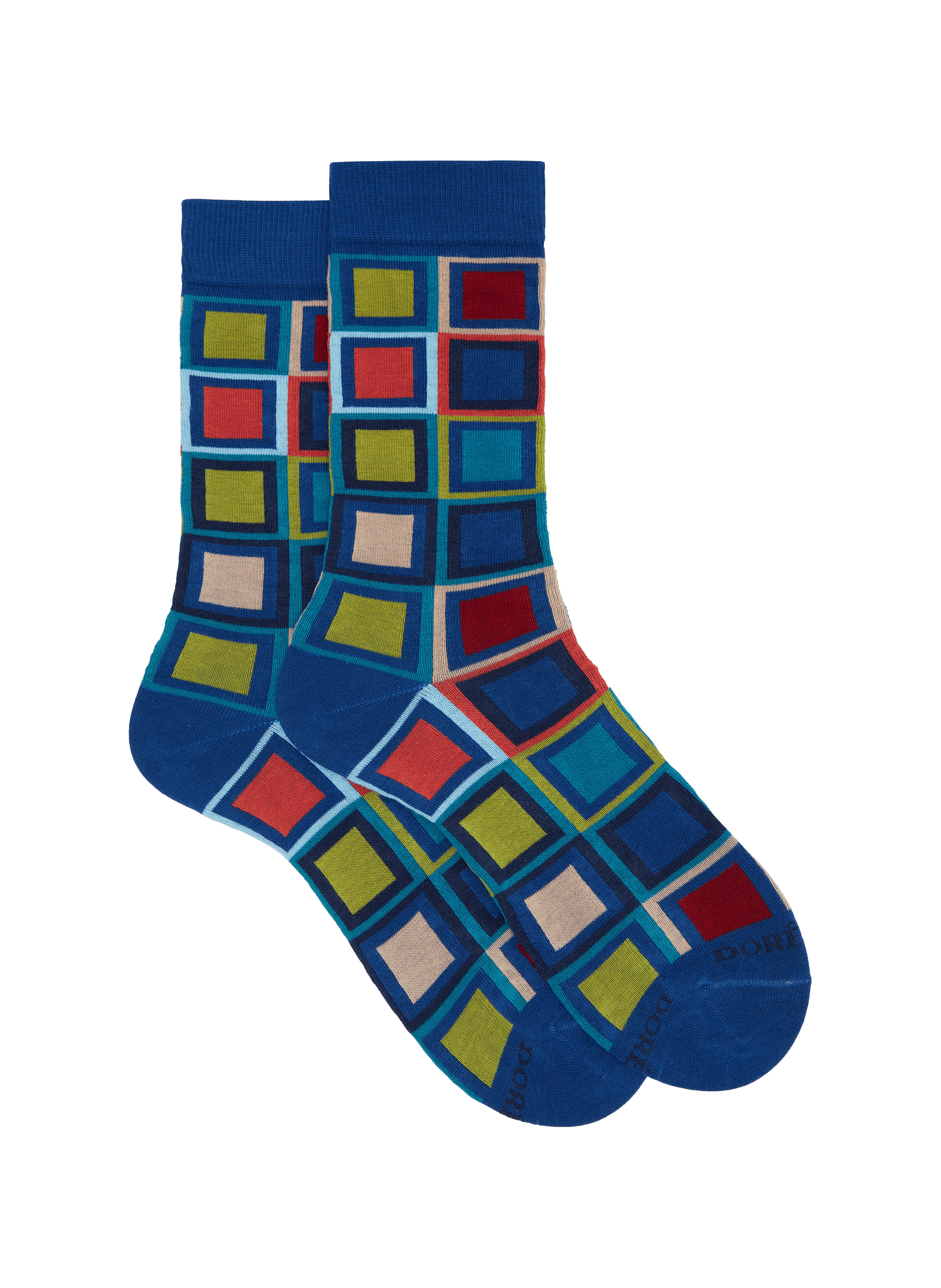 Mid-calf checkered socks in blended cotton DORÉ DORÉ Blue