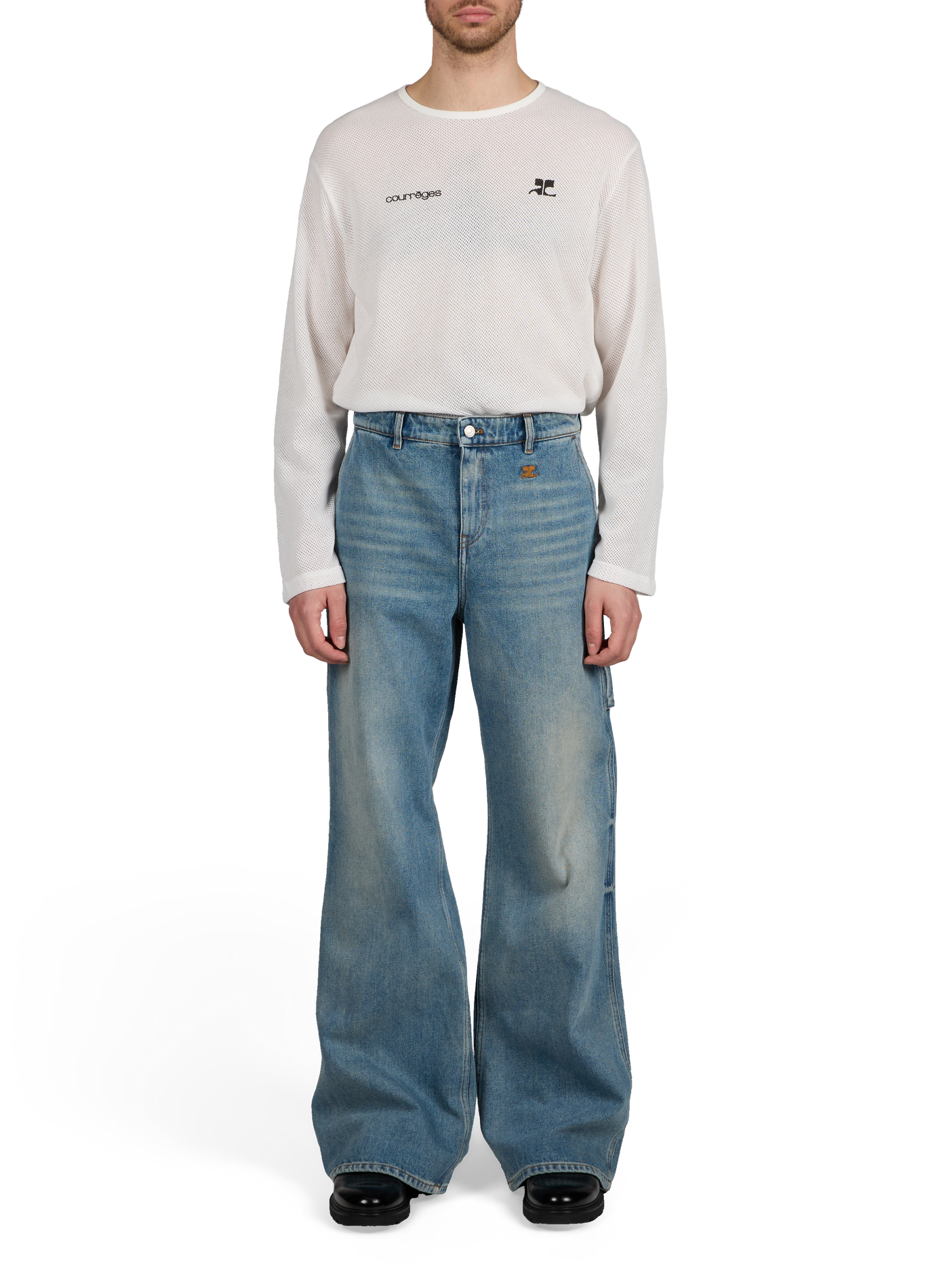 Mesh round neck sweater COURRÈGES White