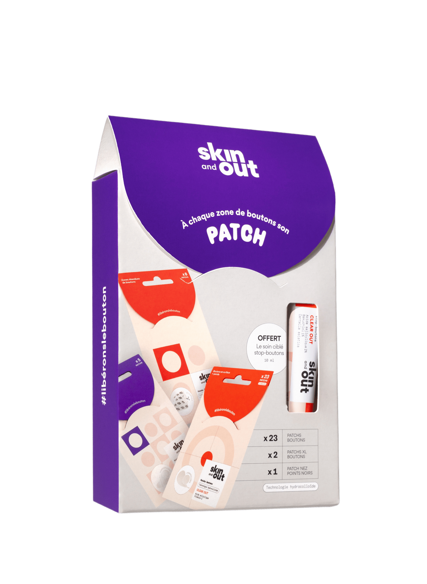 Kit multi-patchs (3 patchs + 1 mini stop boutons) SKIN & OUT No color