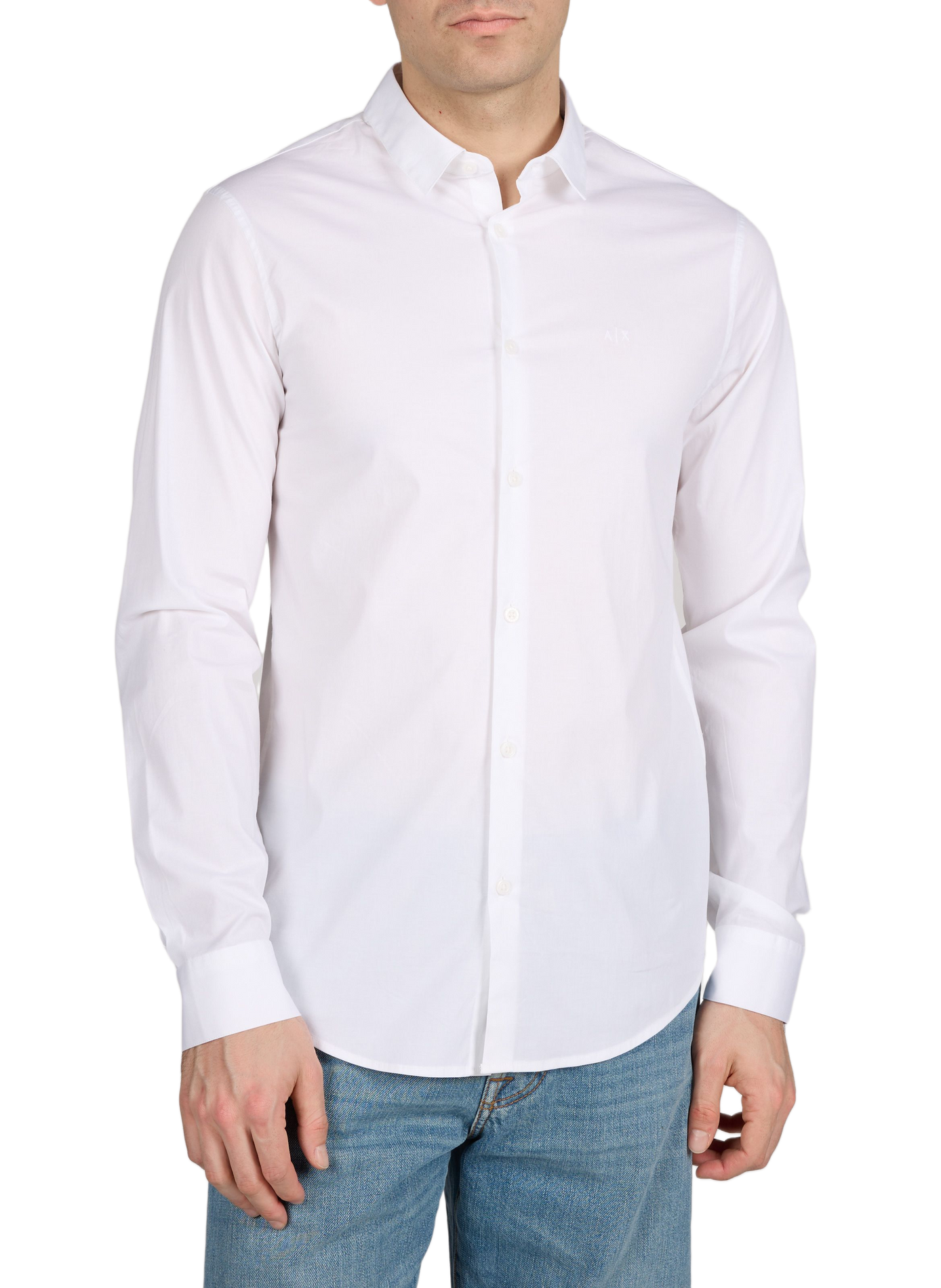 Chemise col classique en coton mélangé ARMANI EXCHANGE Blanc