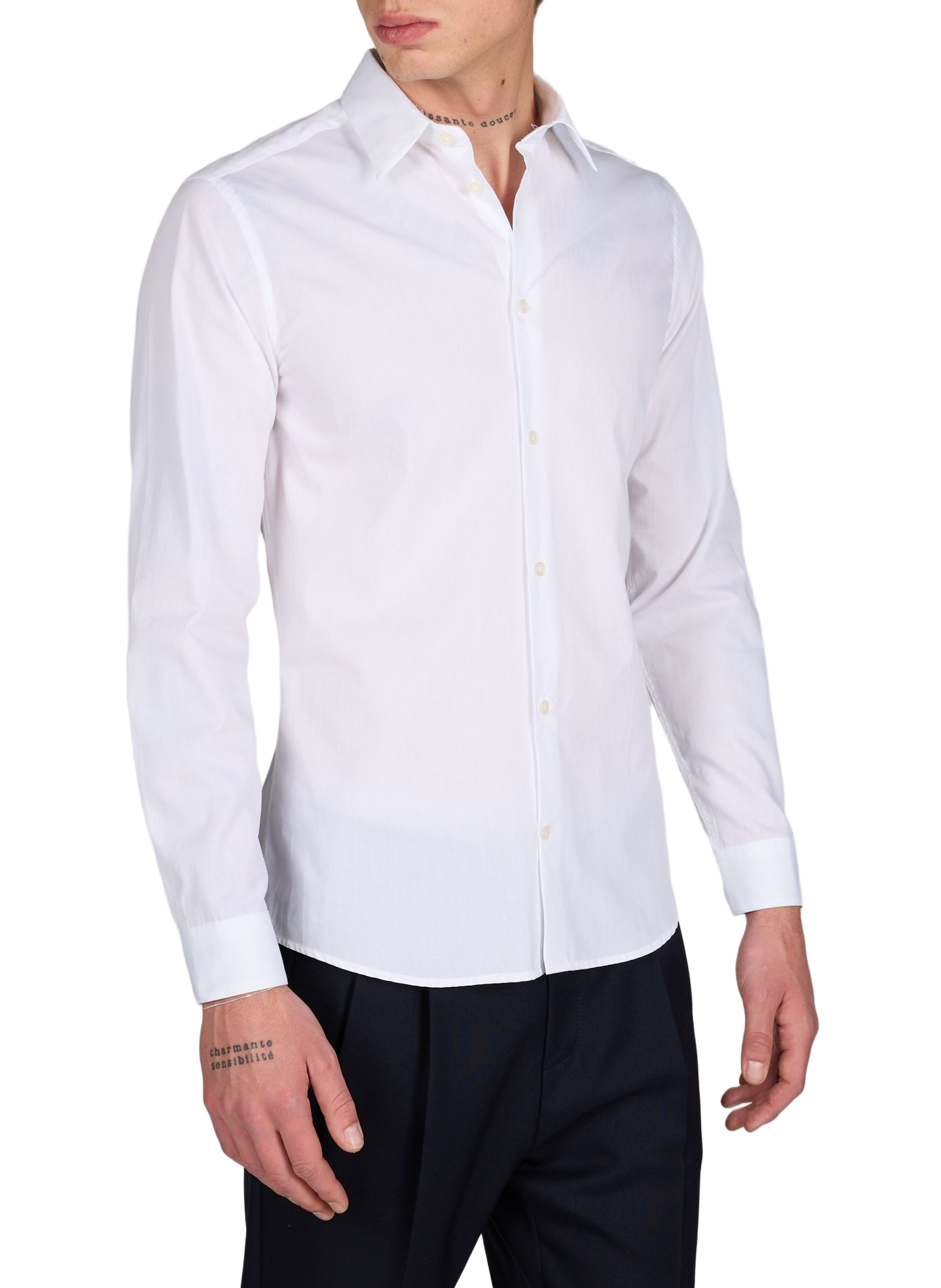 Chemise droite col classique en coton AU PRINTEMPS PARIS Blanc