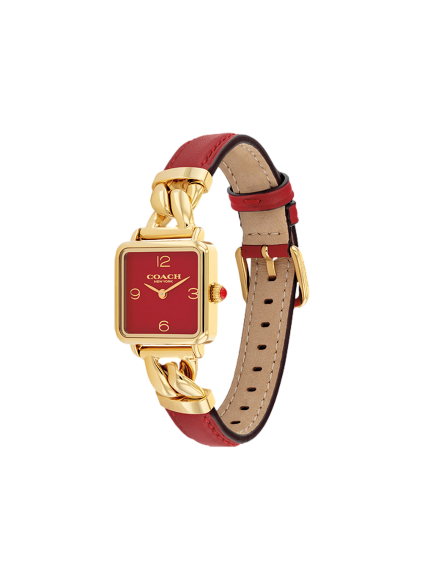 Montre quartz Cass en cuir COACH MONTRES Rouge