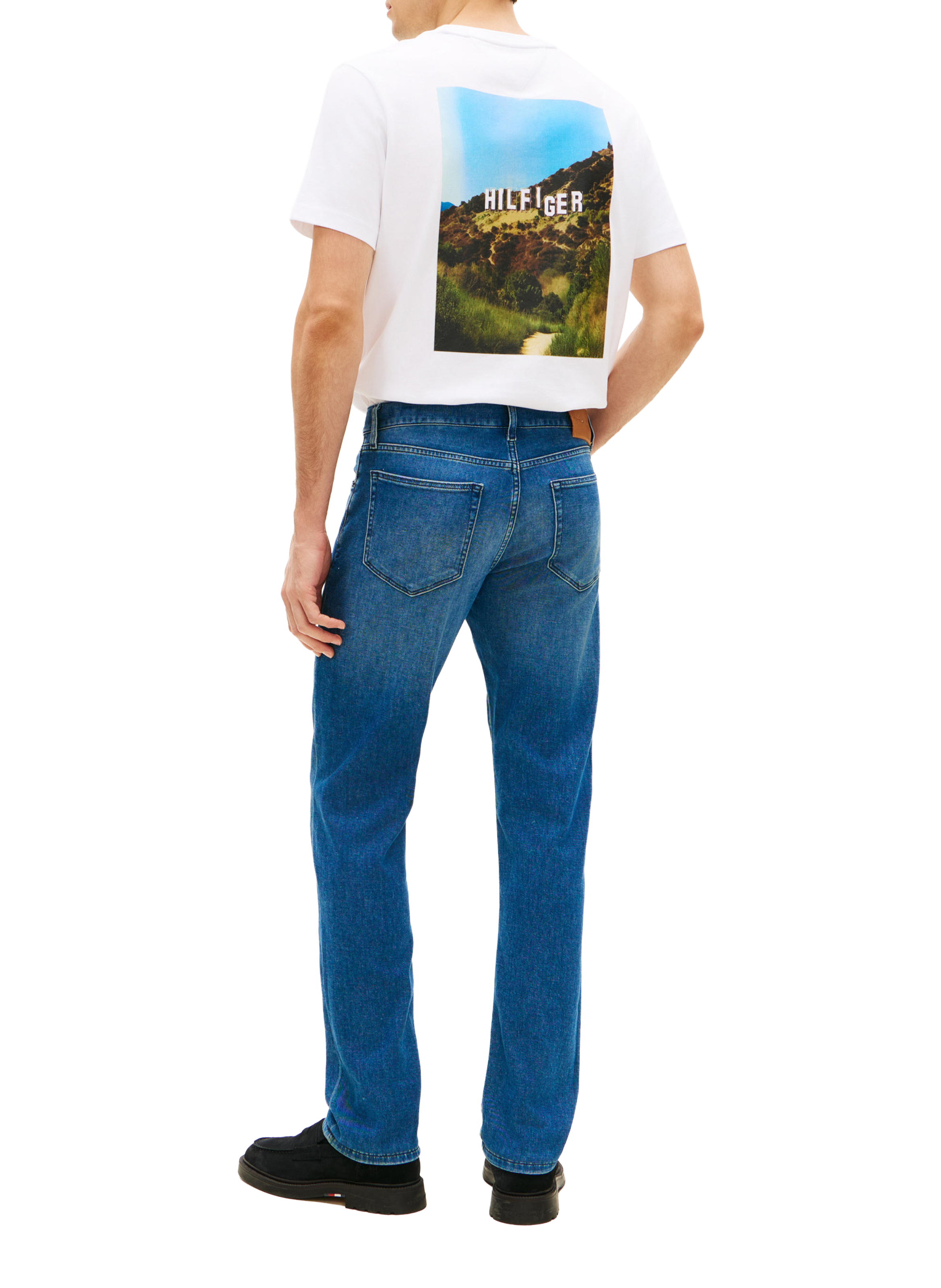 Jean slim droit Denton en coton mélangé TOMMY HILFIGER Bleu