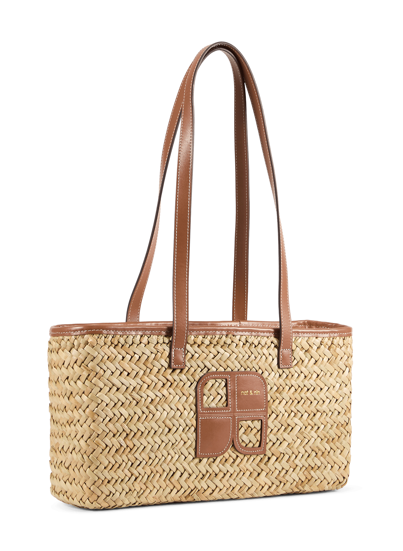Sac cabas Paco en raphia NAT & NIN Marron