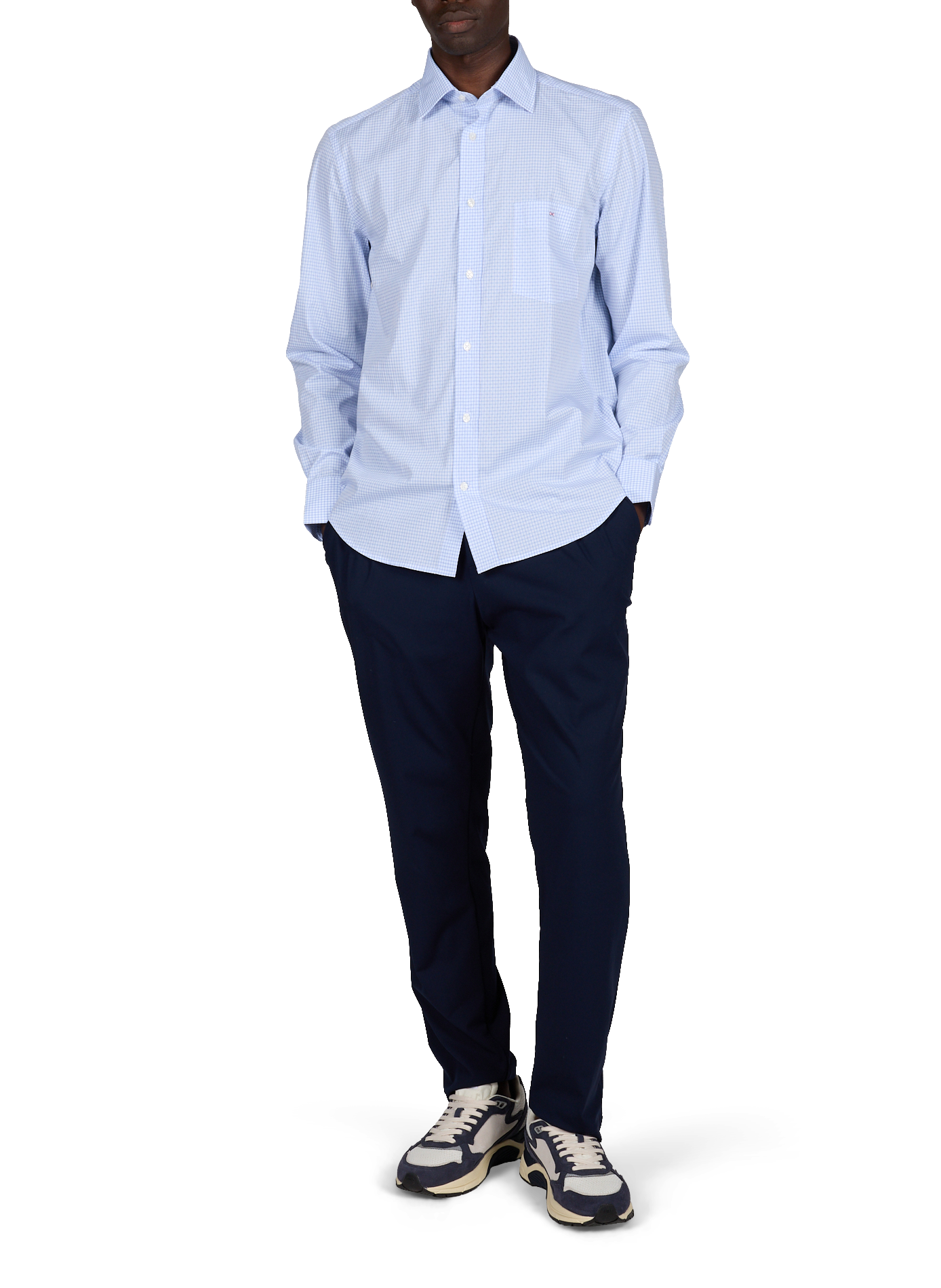 Chemise en coton dobby à carreaux EDEN PARK Bleu