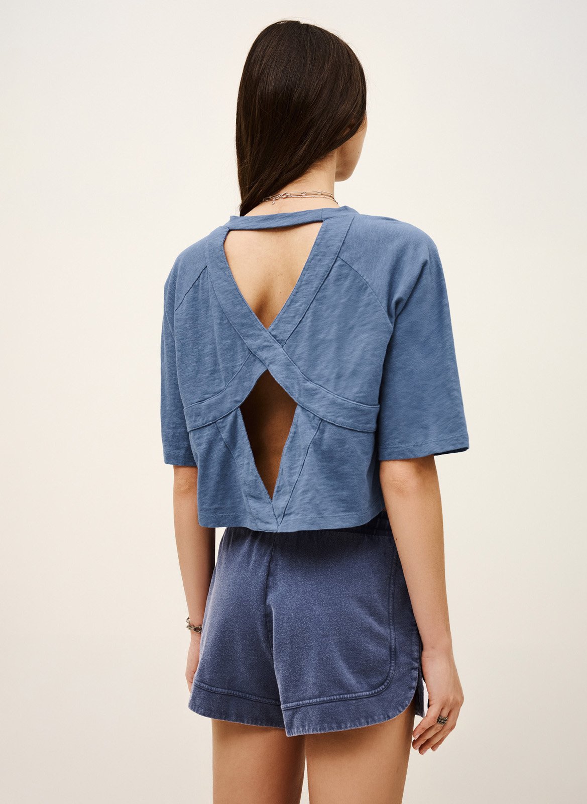 Tee-shirt col rond en coton vany BA&SH Bleu