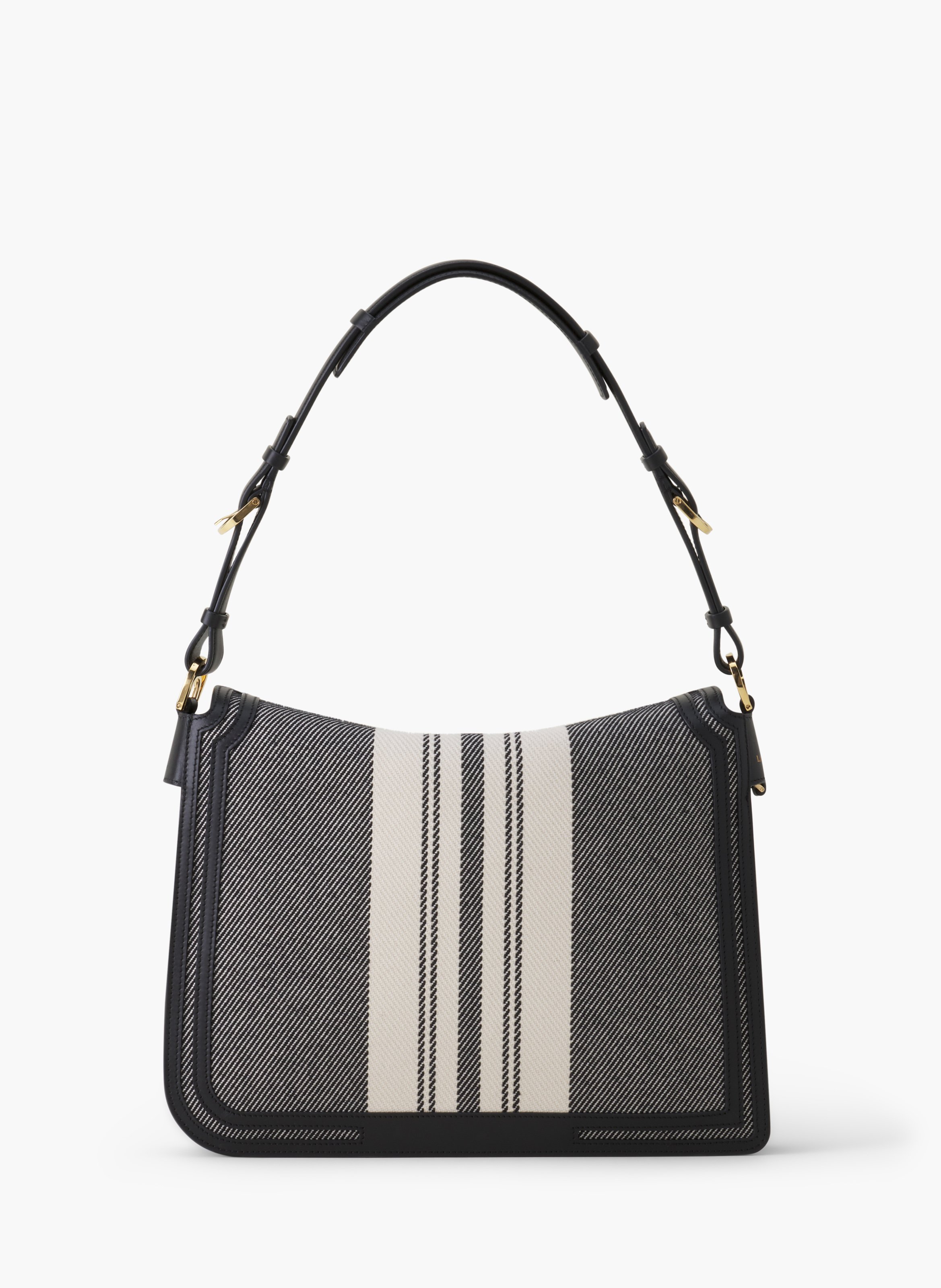 Sac compagnon en toile rayée LANVIN Gris