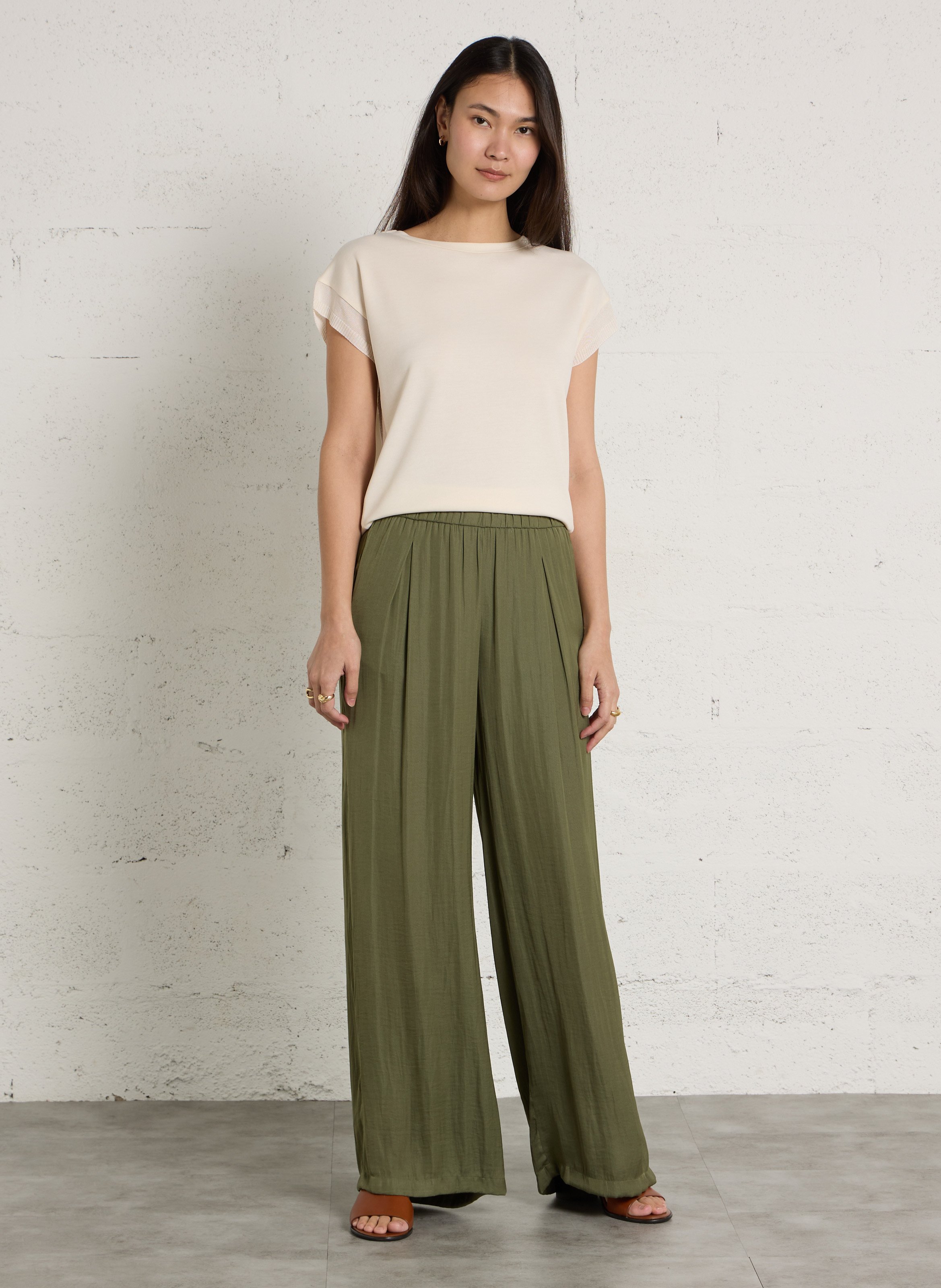 Pantalon large satiné tobias MAISON 123 Kaki