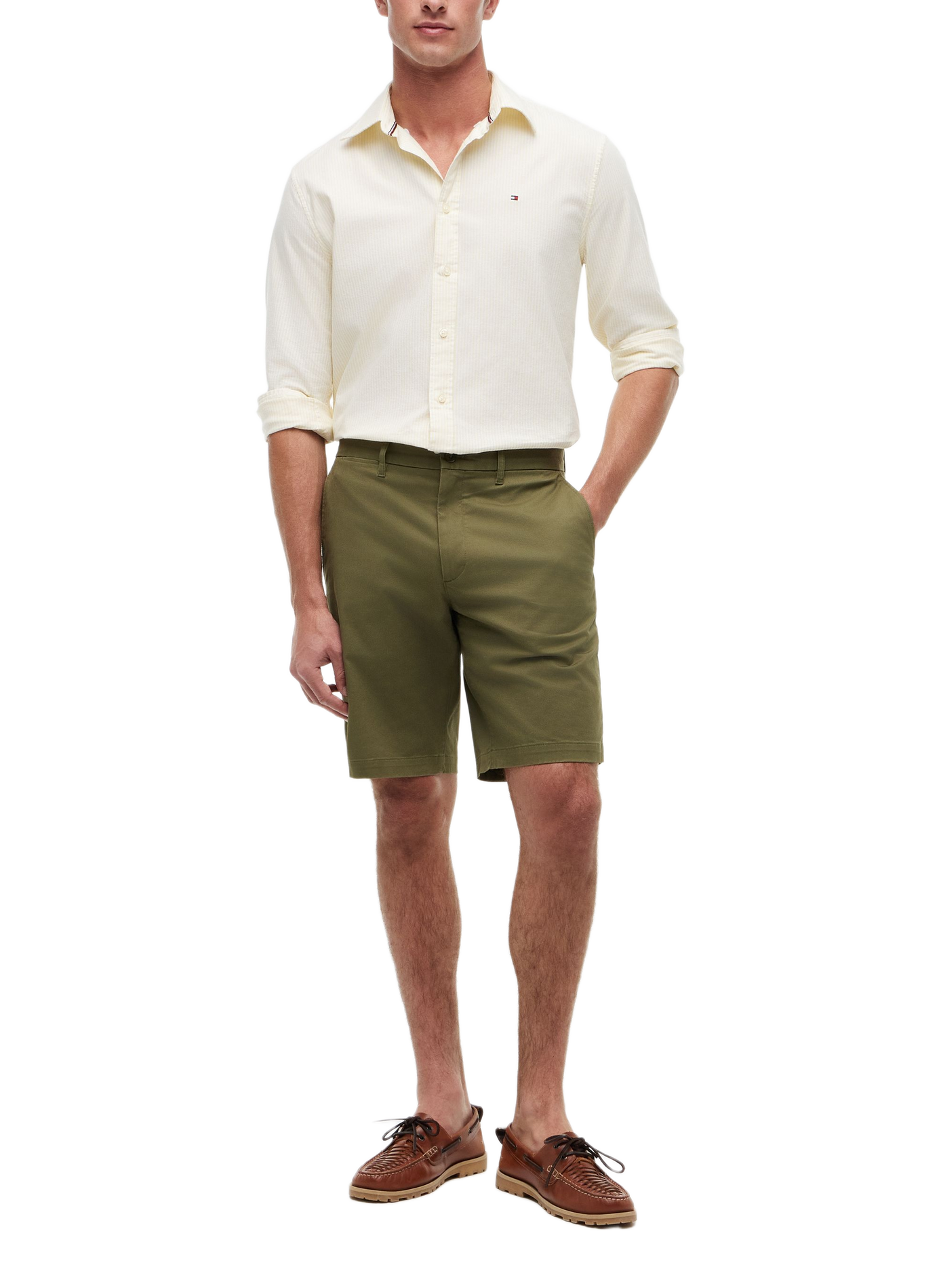 Chino Bermuda with logo in blended cotton TOMMY HILFIGER Green