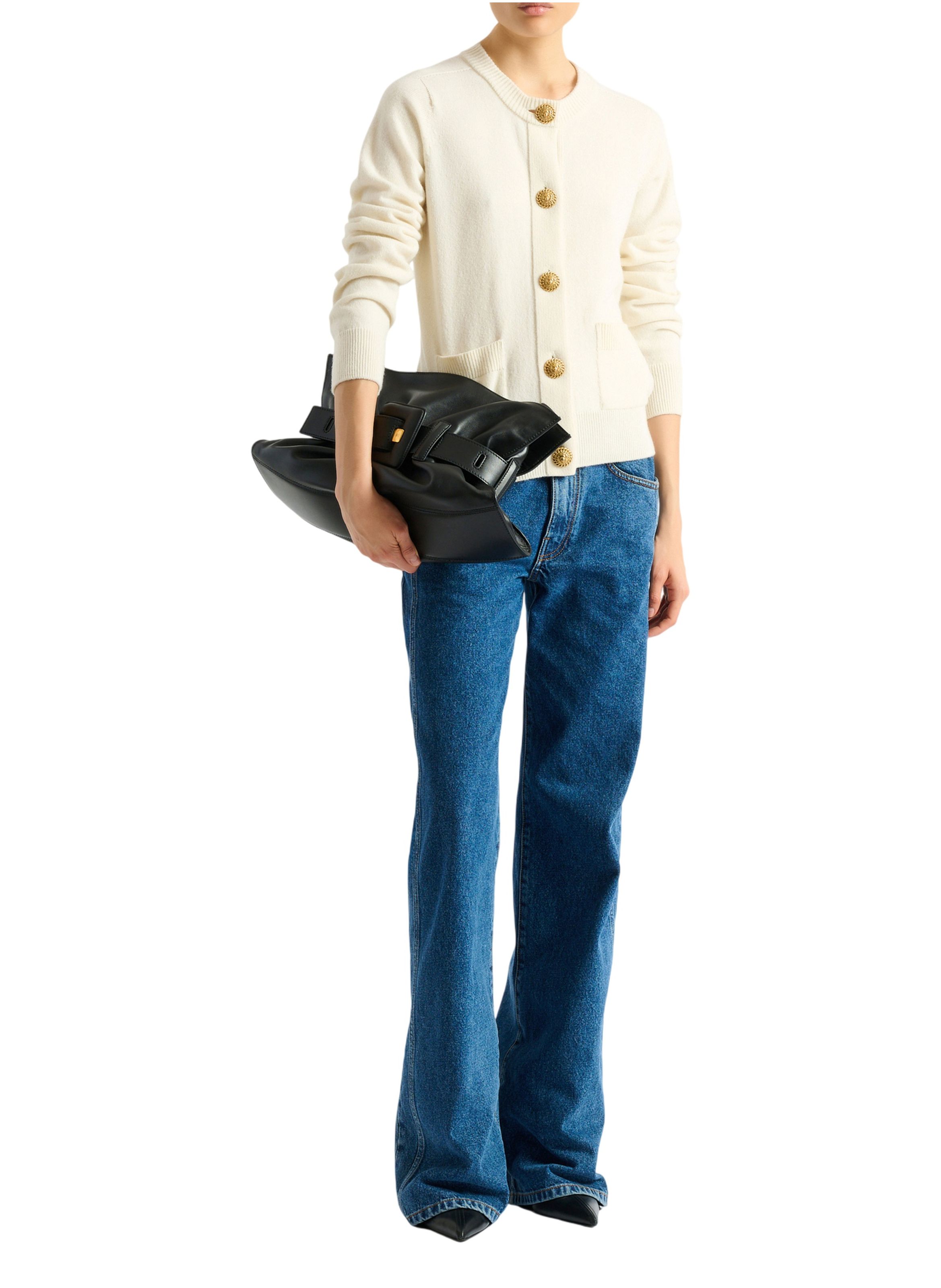 Cardigan en éco-cachemire BALMAIN Blanc