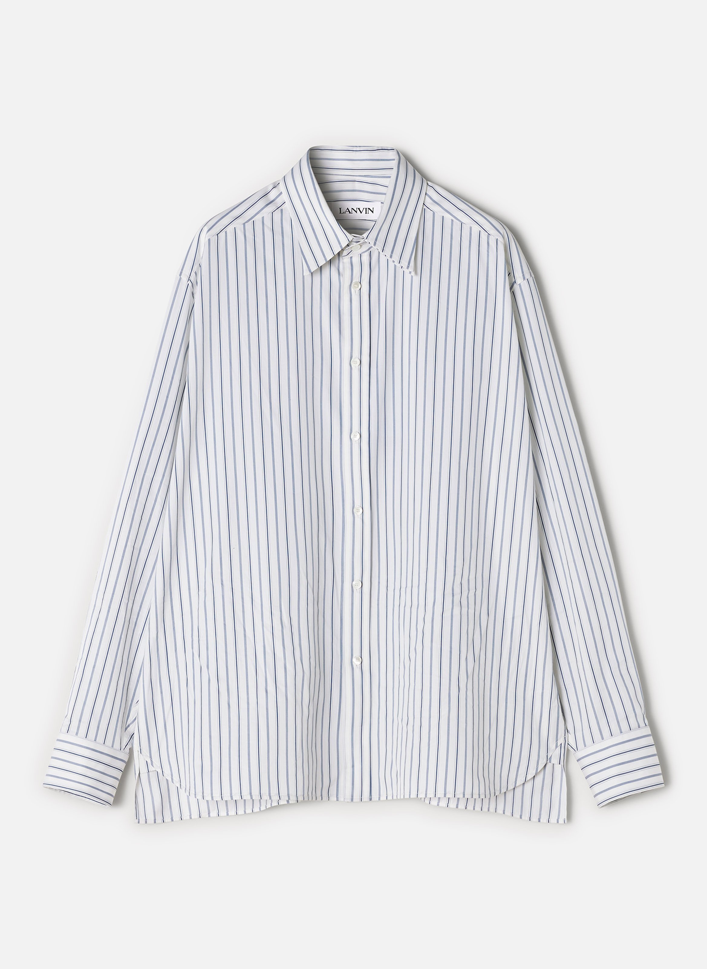 Chemise ample en popeline de coton à rayures LANVIN Blanc