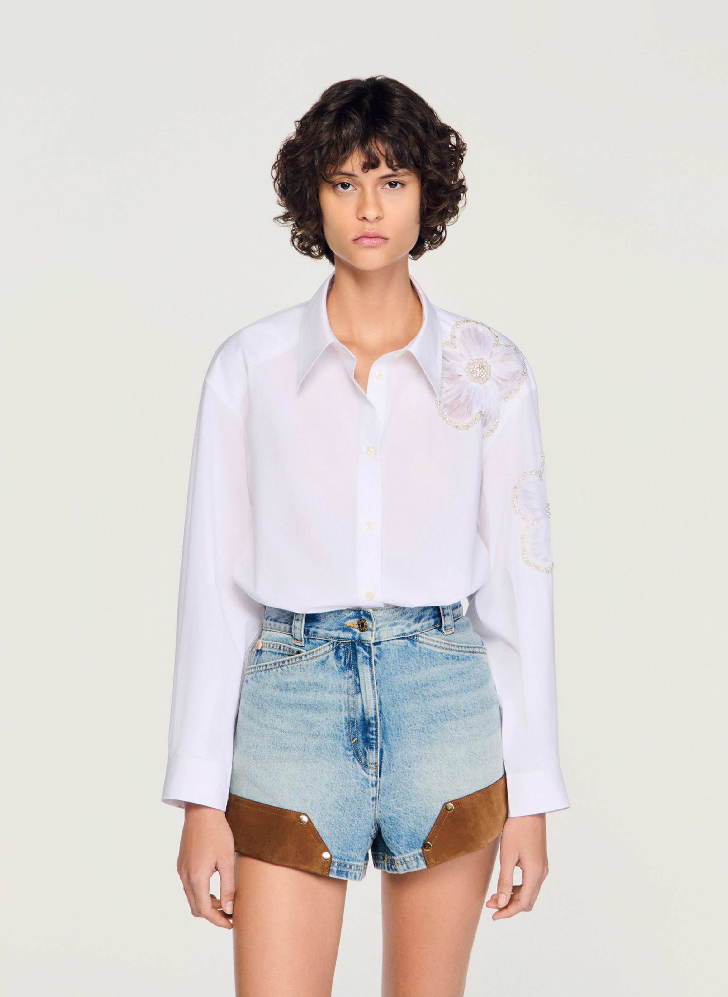Chemise oversize col classique SANDRO Blanc