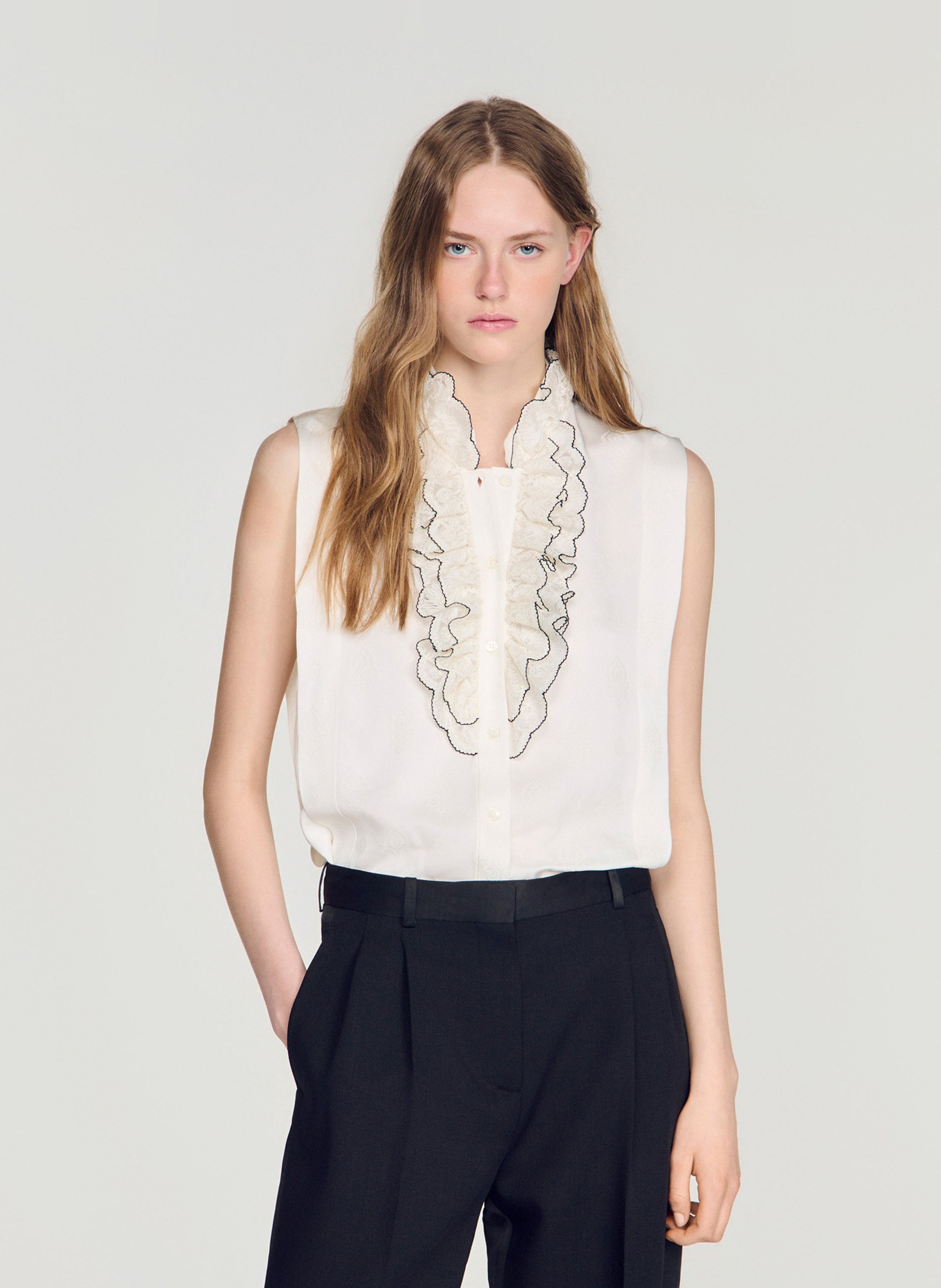 Top sans manches SANDRO Beige