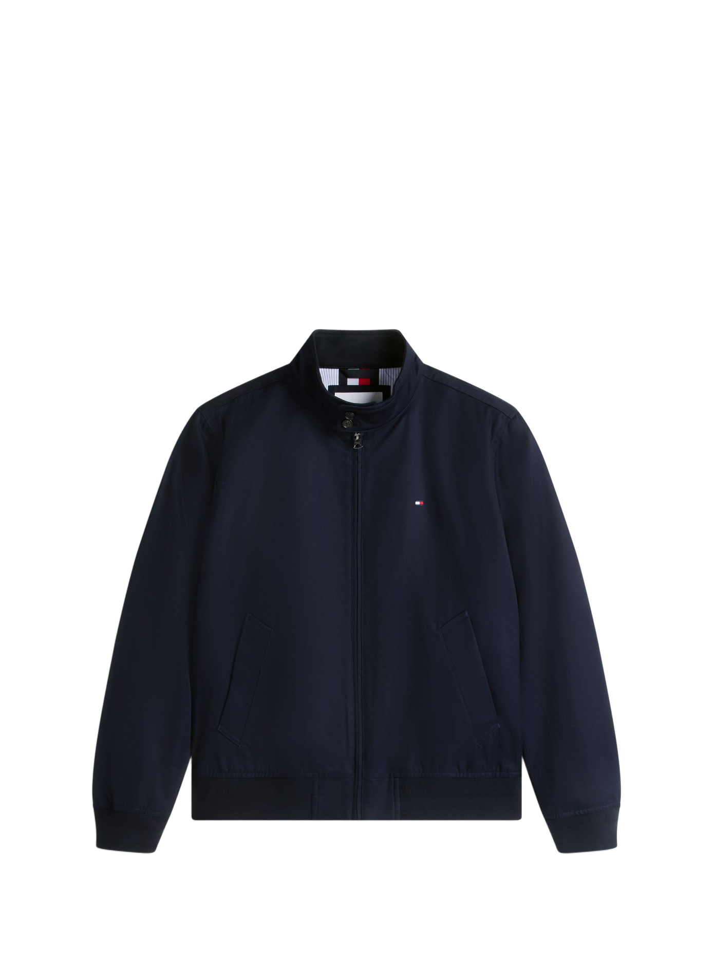 Chaqueta Harrington con logo bordado de algodón TOMMY HILFIGER Azul