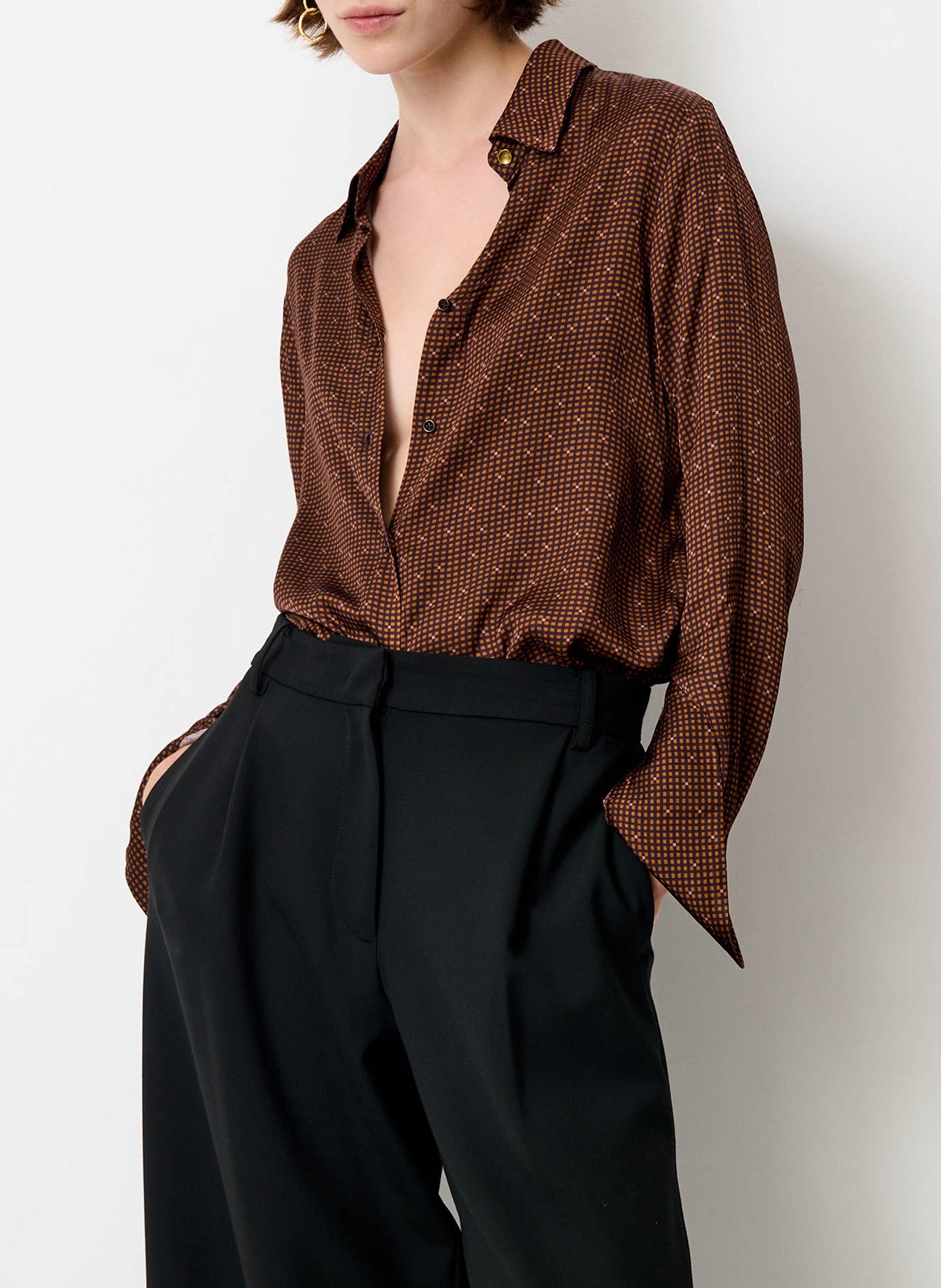 Chemise col classique imprimée britjet SESSUN Marron