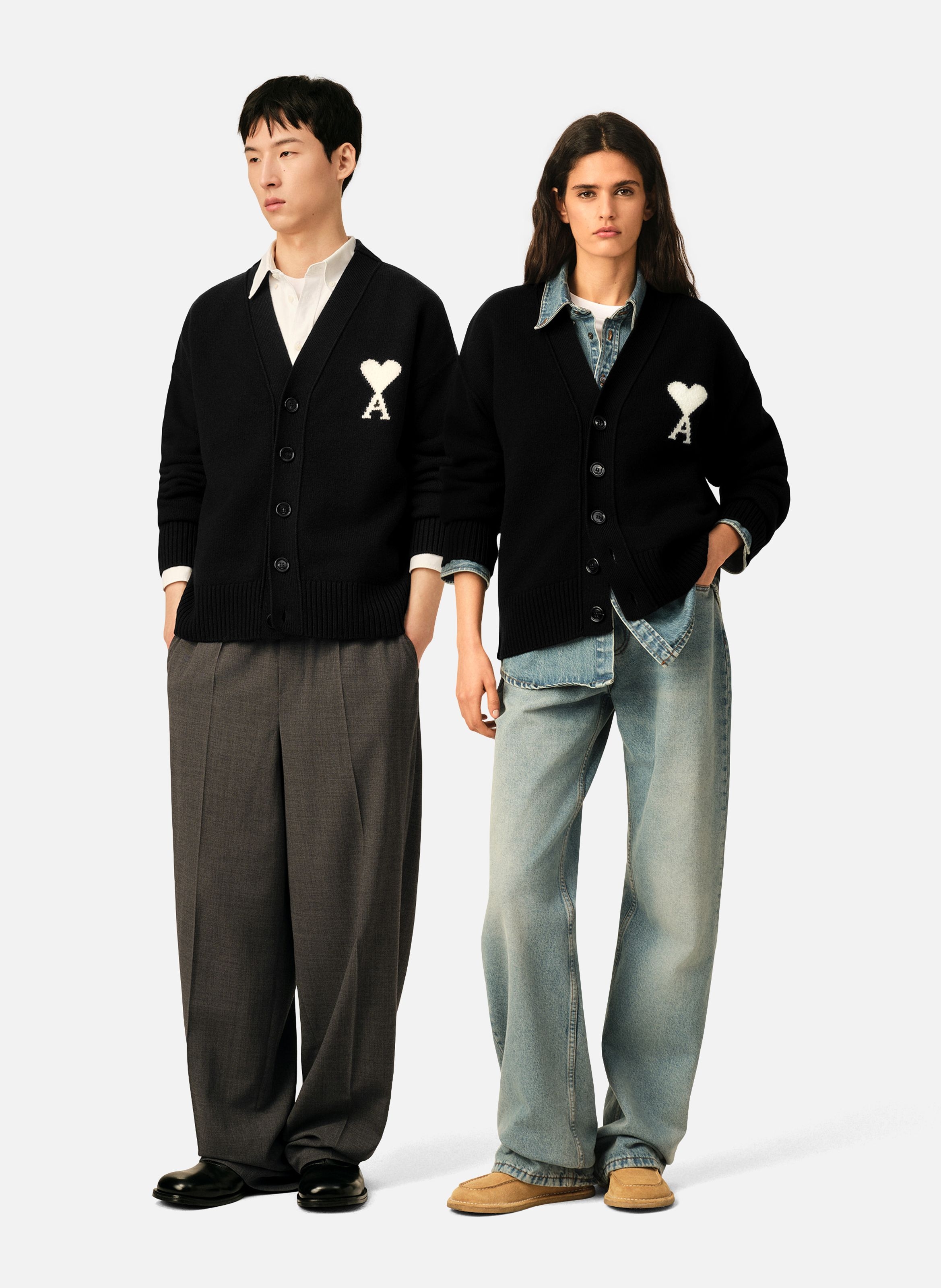 Cardigan unisexe en laine ami de coeur AMI PARIS Noir