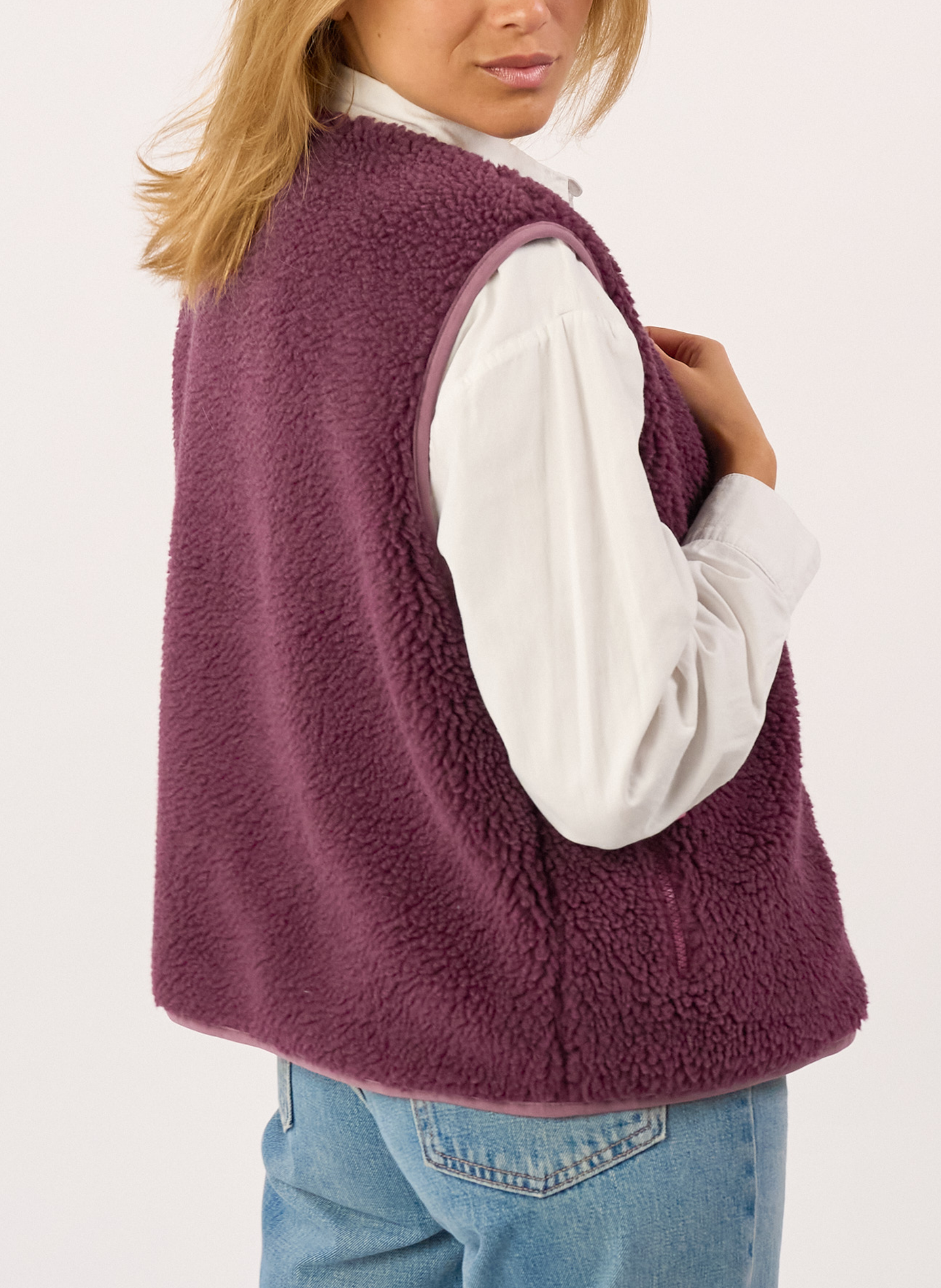 Veste sherpa zippée sans manches | Violet BILLYBELT Femme