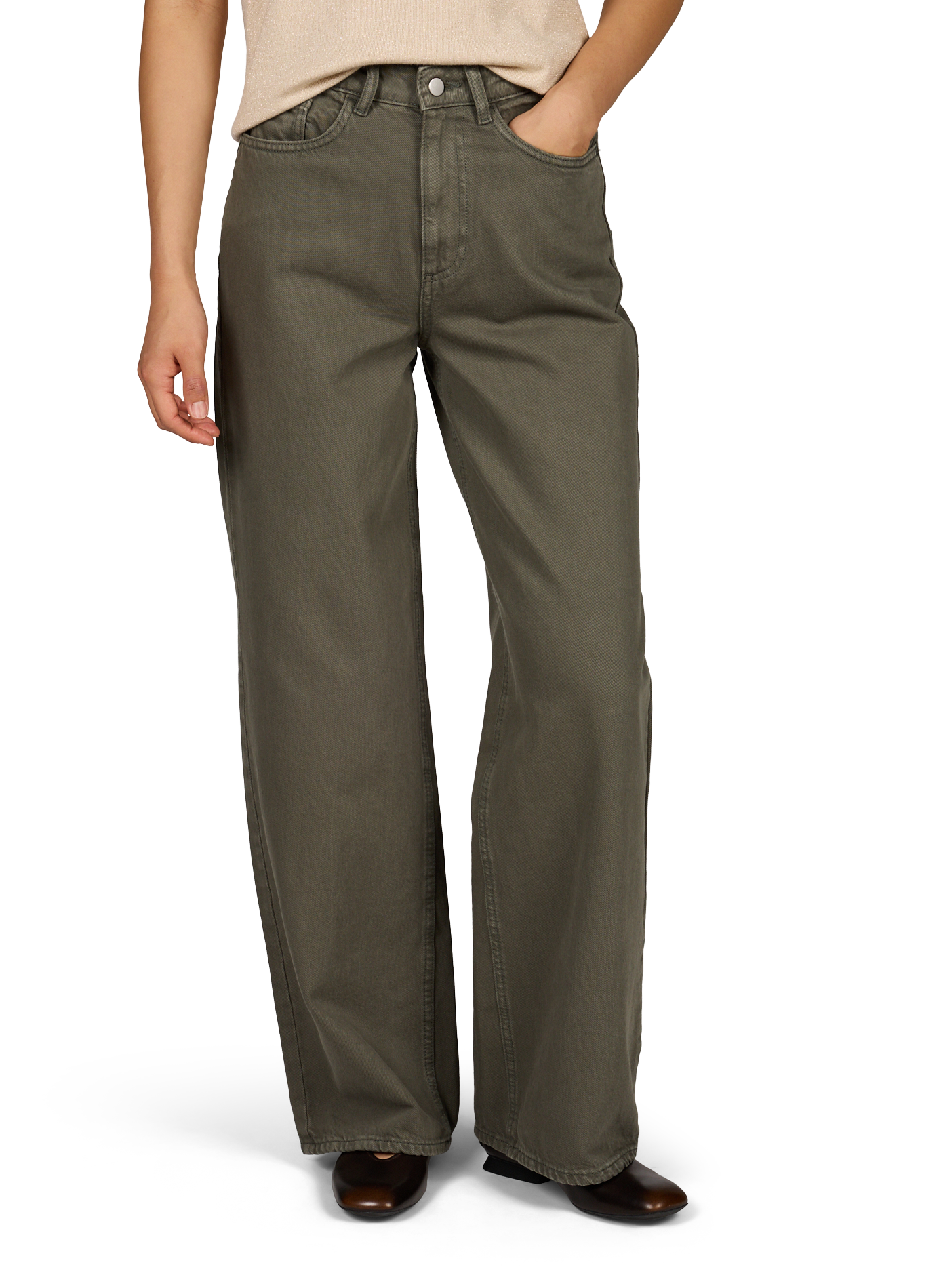 Weite Baumwolljeans VILA Khaki