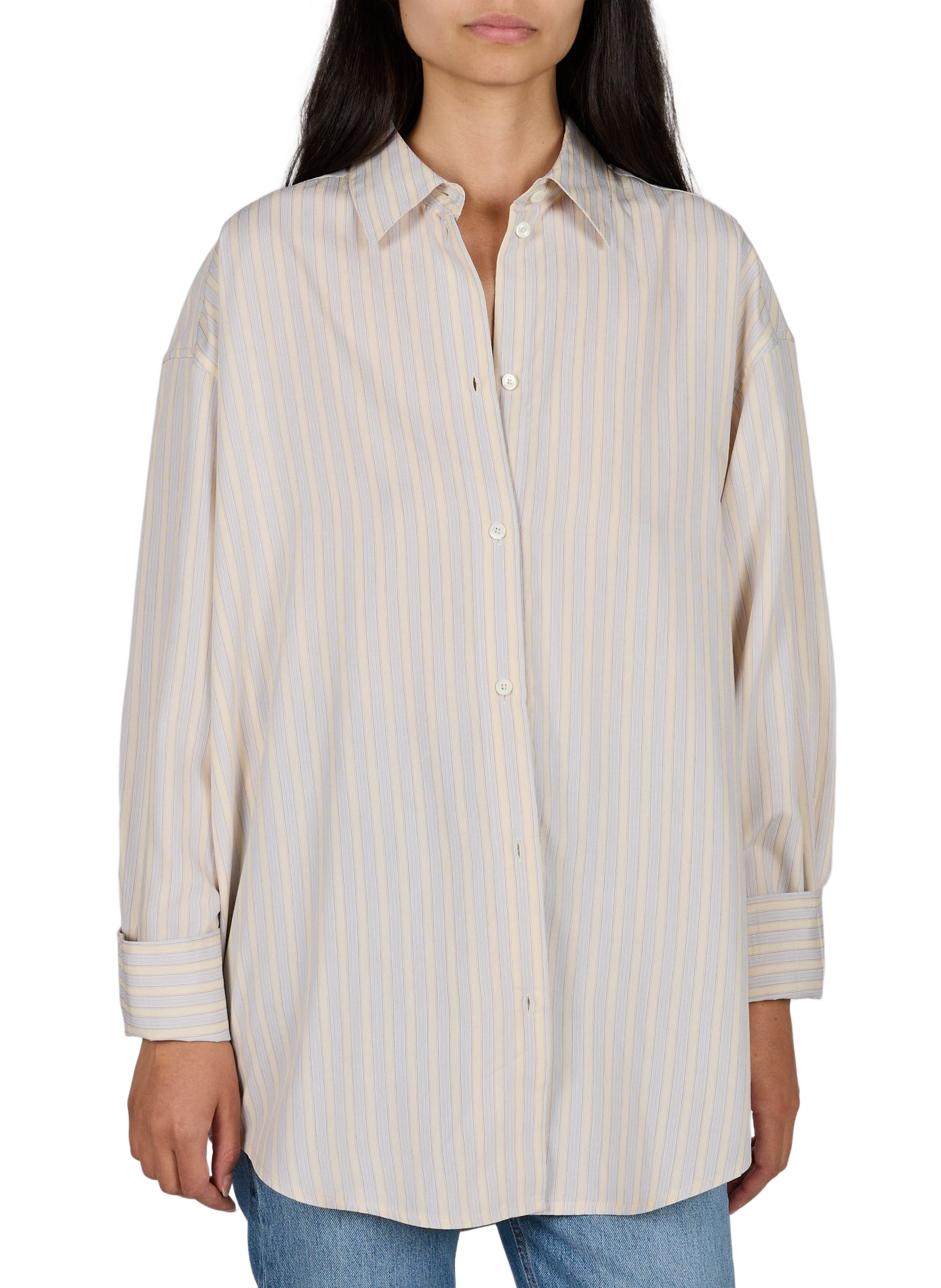 Oversize gestreiftes Hemd TOTEME Beige
