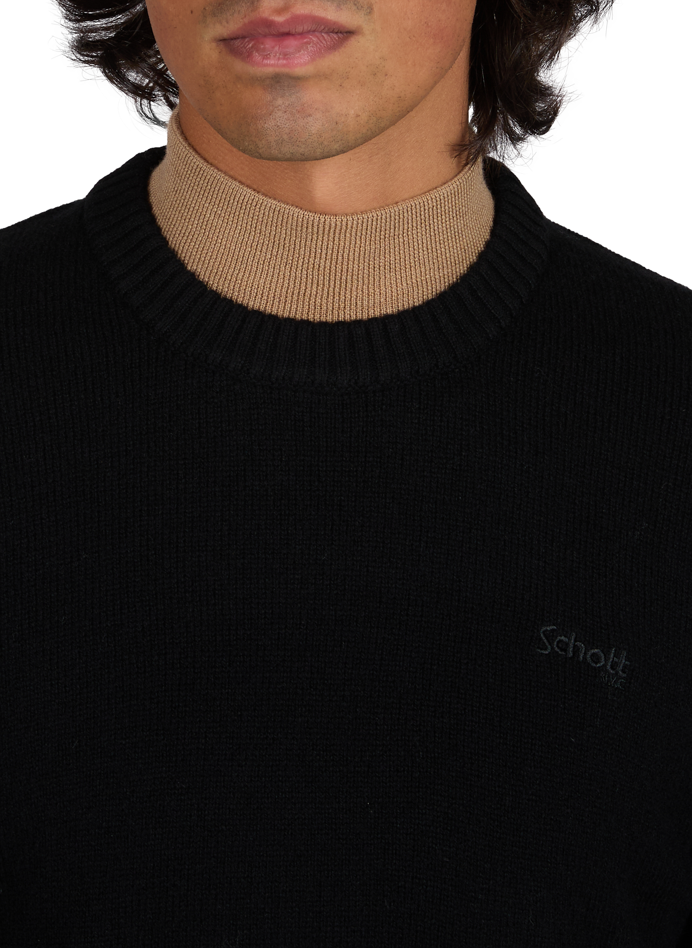 Wool-blend round-neck jumper SCHOTT Black