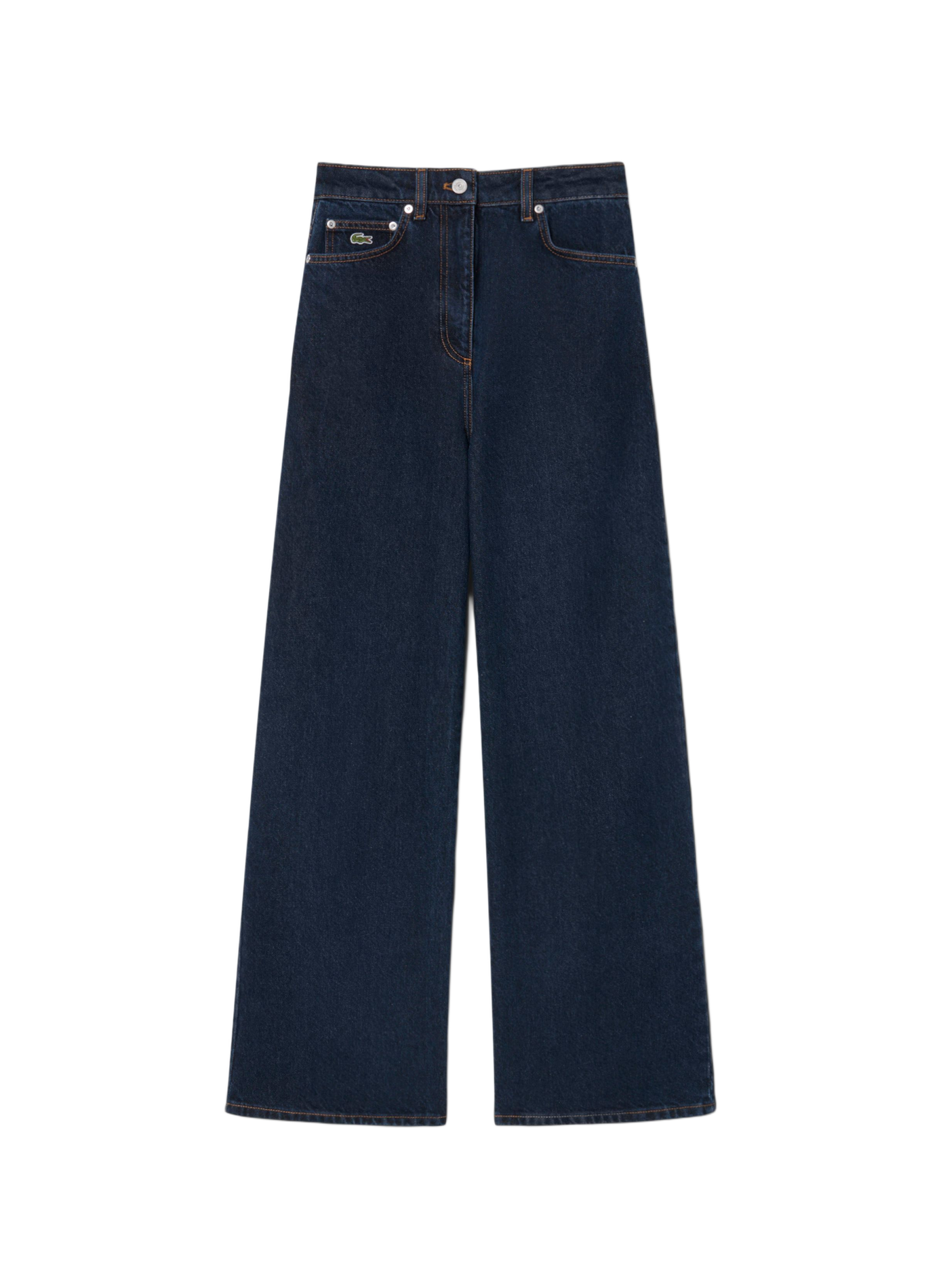 High-waisted wide-leg jeans in cotton denim LACOSTE Blue