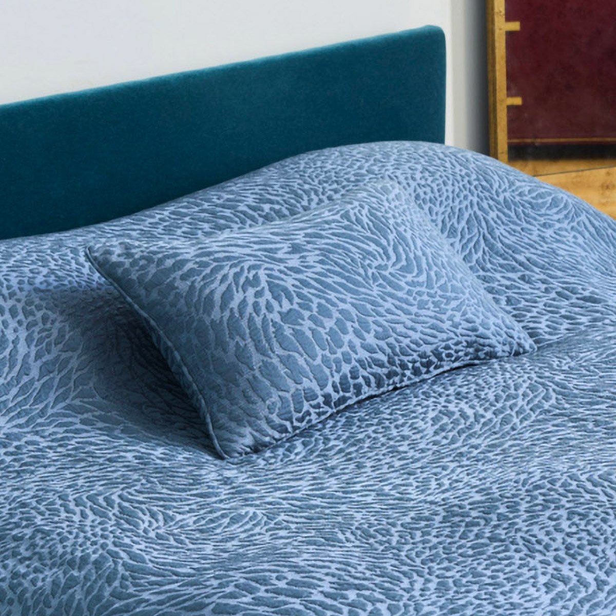 Housse de coussin en soie, souvenir YVES DELORME Bleu