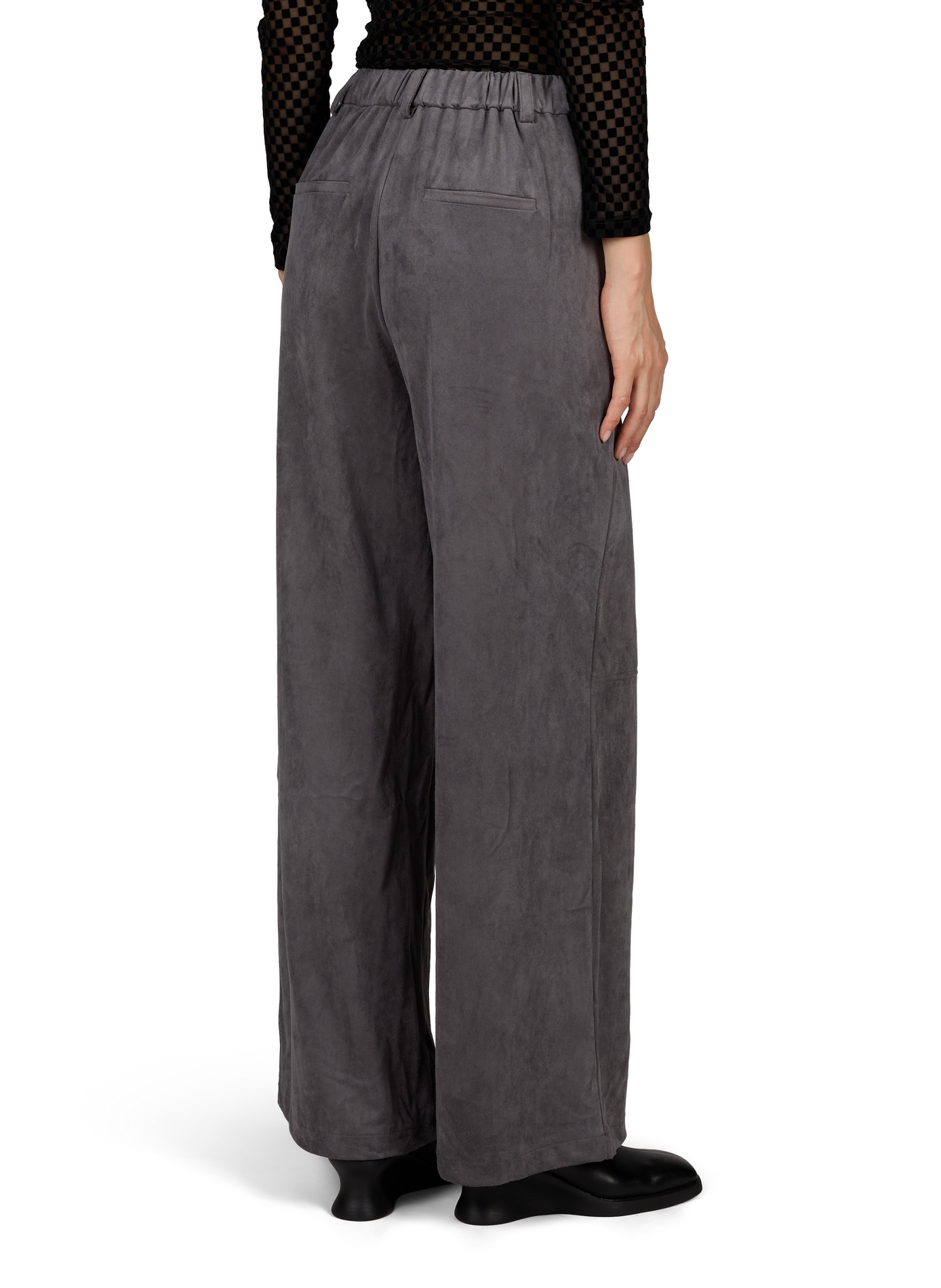 Rechte broek met hoge taille van fluweel OBJECT Grijs