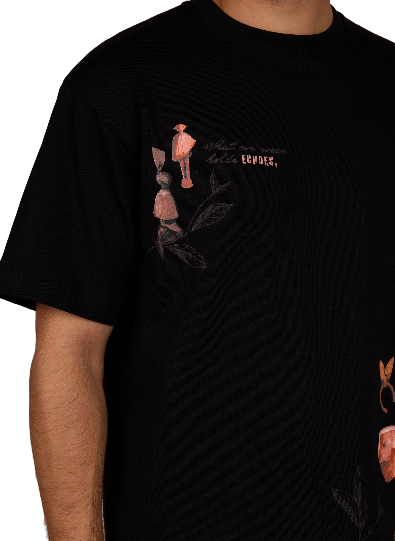 Straight-fit crew-neck T-shirt with screen print PAS UNE MARQUE Black