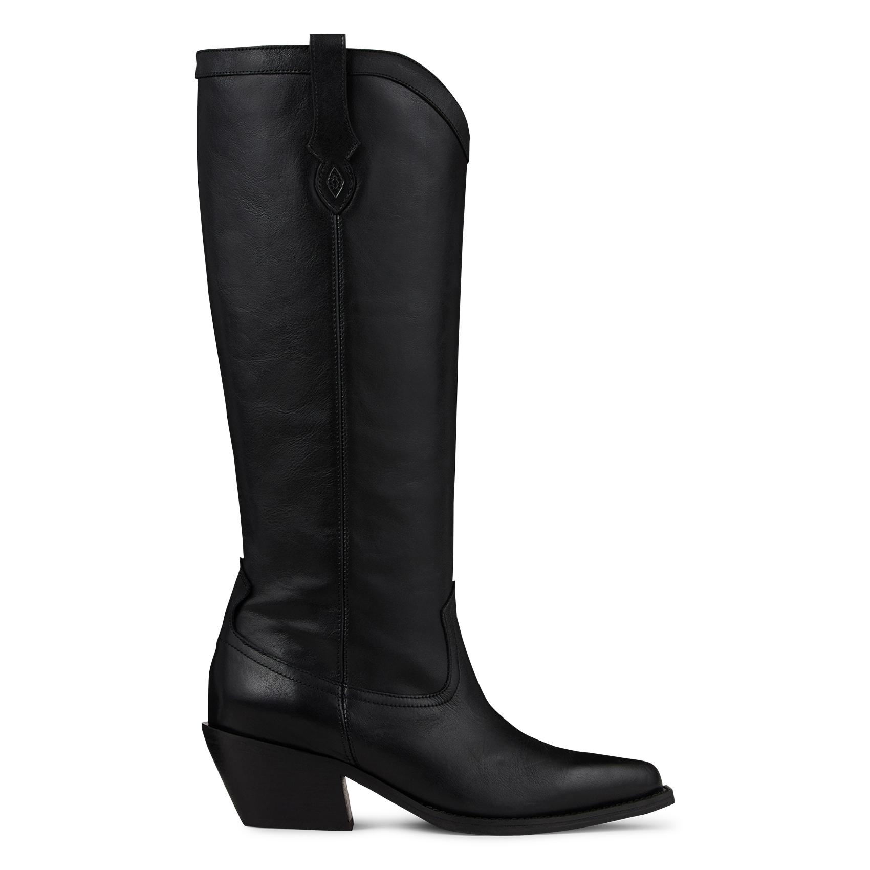 Bottines mi-hautes unies en cuir high cowby BA&SH Noir